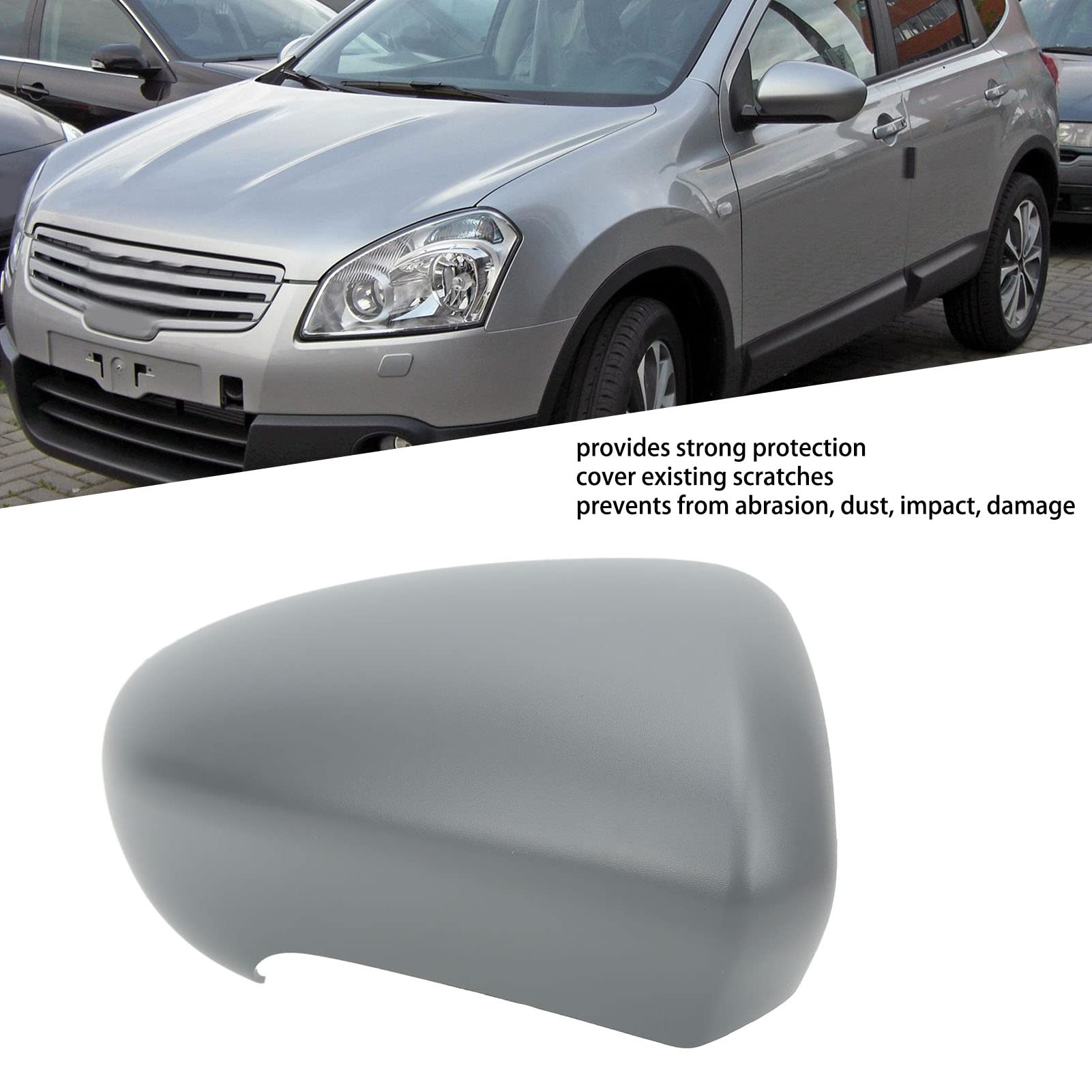 Nissan Qashqai J10 2007-2014 Right Side Mirror Cover Replacement - OEM Style Grey Door Mirror Housing for Enhanced Visibility & Safety - Perfect for Daily Commuting and Parking Assistance