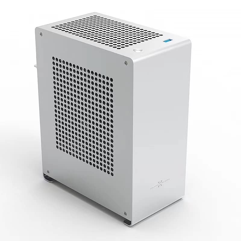ZZAW A1P Mini-ITX PC Case - Compact Silver Aluminum Gaming Computer Chassis with 3.0 Dual Reverse PCI Riser Cable | Perfect for Small Form Factor Builds, Home Theater PCs & Space-Saving Gaming Rigs