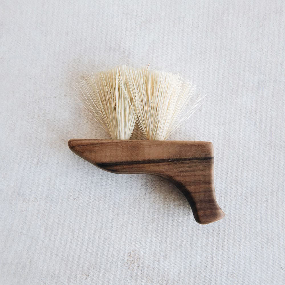 Premium Small Wooden Counter Brush No. MT0952 - Natural Wood Handle Cleaning Brush for Kitchen, Bathroom & Office - Perfect for Countertops, Sinks & Hard Surfaces