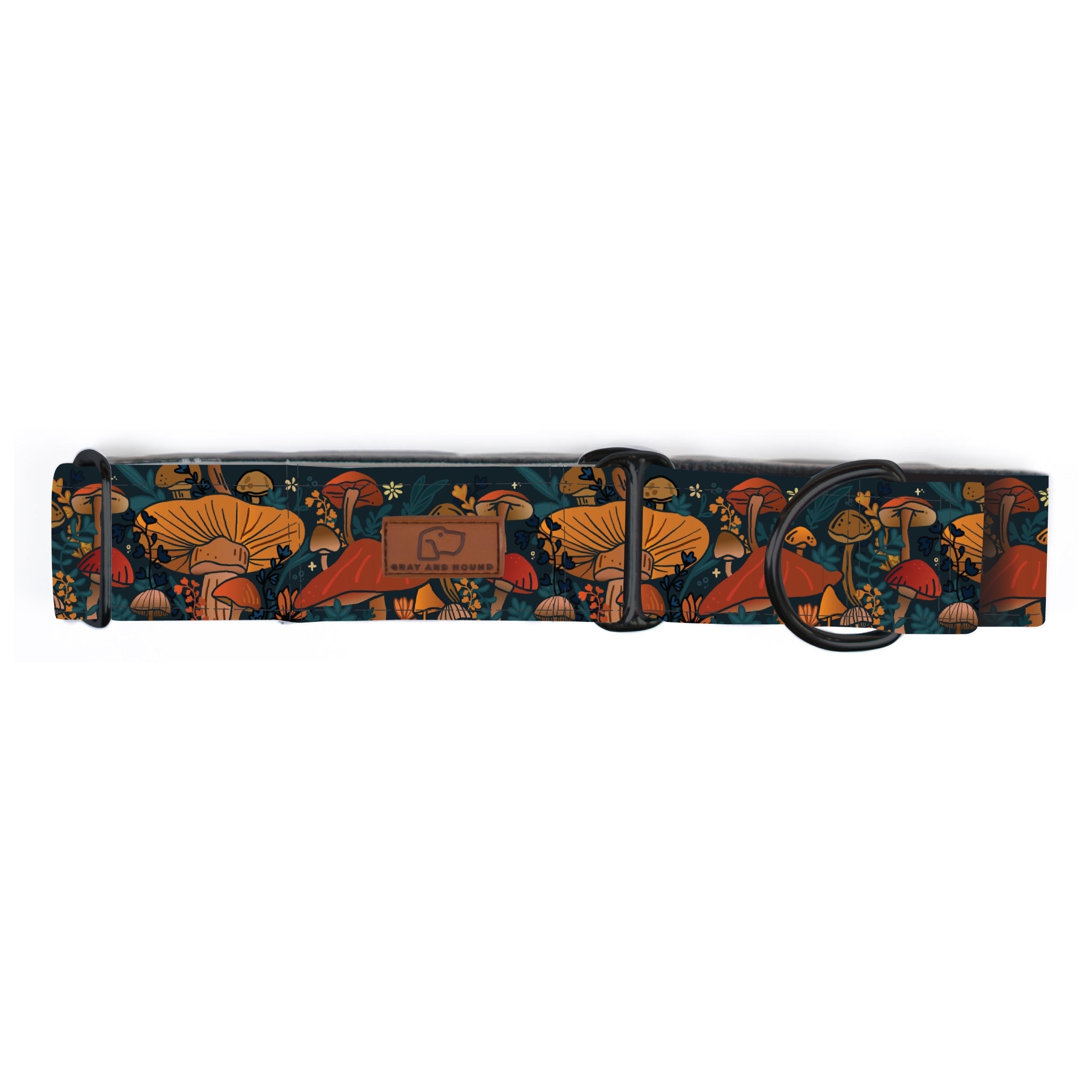 Midnight Mushroom Dog Collar - Adjustable Pet Collar with Reflective Strip for Small Medium Large Dogs - Perfect for Night Walks, Hiking & Outdoor Adventures