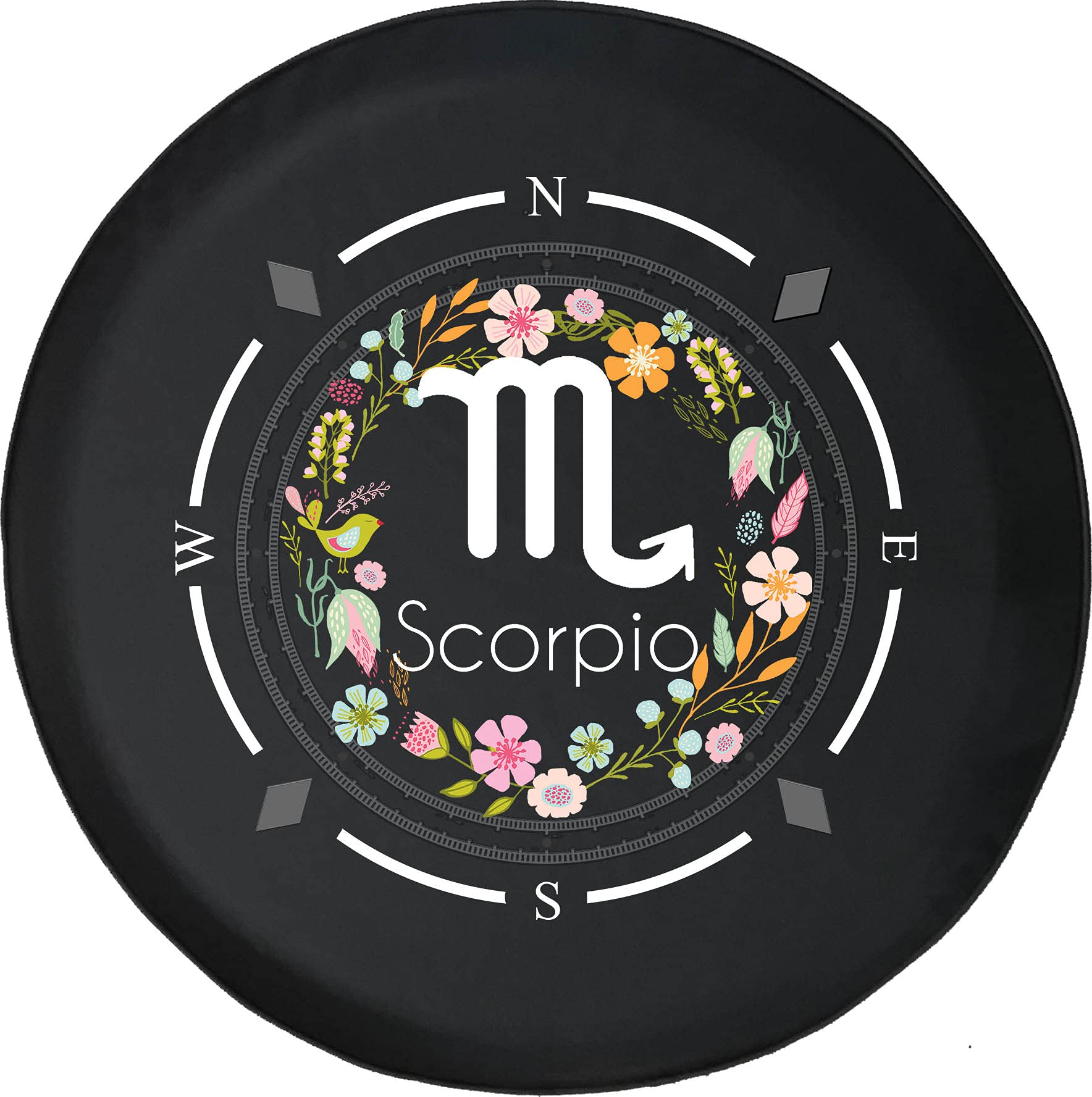 American Unlimited Spare Tire Cover with Compass & Scorpio Horoscope Design - Durable Wheel Covers for SUV, Trailer, RV Accessories - Perfect for Outdoor Adventures & Road Trips
