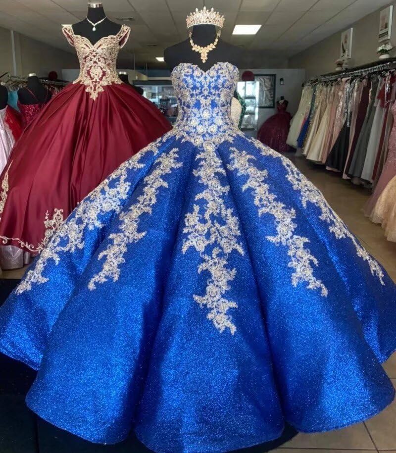 Elegant Gold Sequined Tulle Ball Gown for Women - Strapless Formal Prom Dress with Lace Details, Perfect for Quinceanera, Sweet 16 & Special Occasions in 2025 | Ideal for Evening Galas, Wedding Parties & Birthday Celebrations