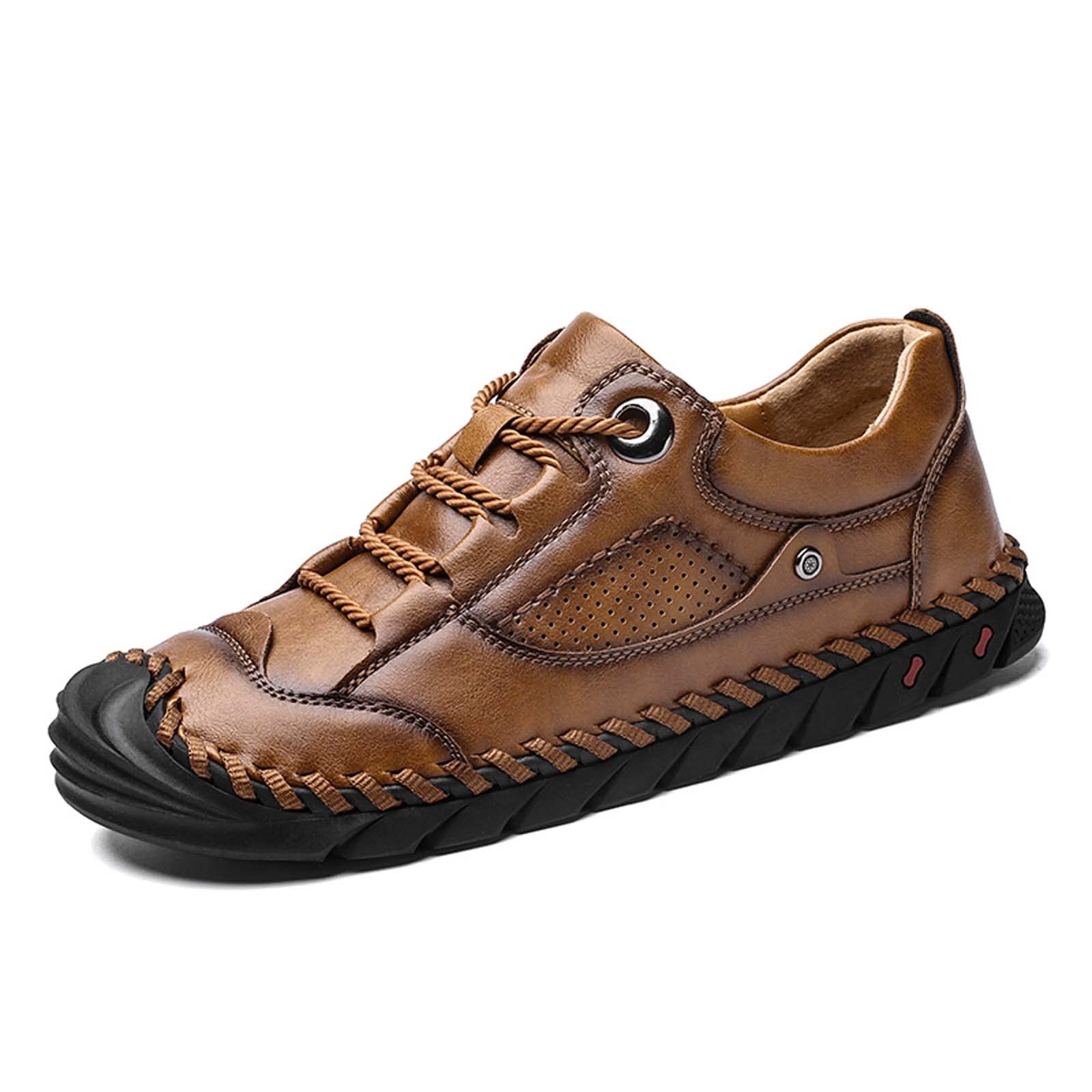 Dacomfy Men's Casual Loafers - Comfortable Blue Leather Lace-Up Ankle Shoes with Non-Slip Sole | Perfect for Walking, Office Wear & Daily Comfort