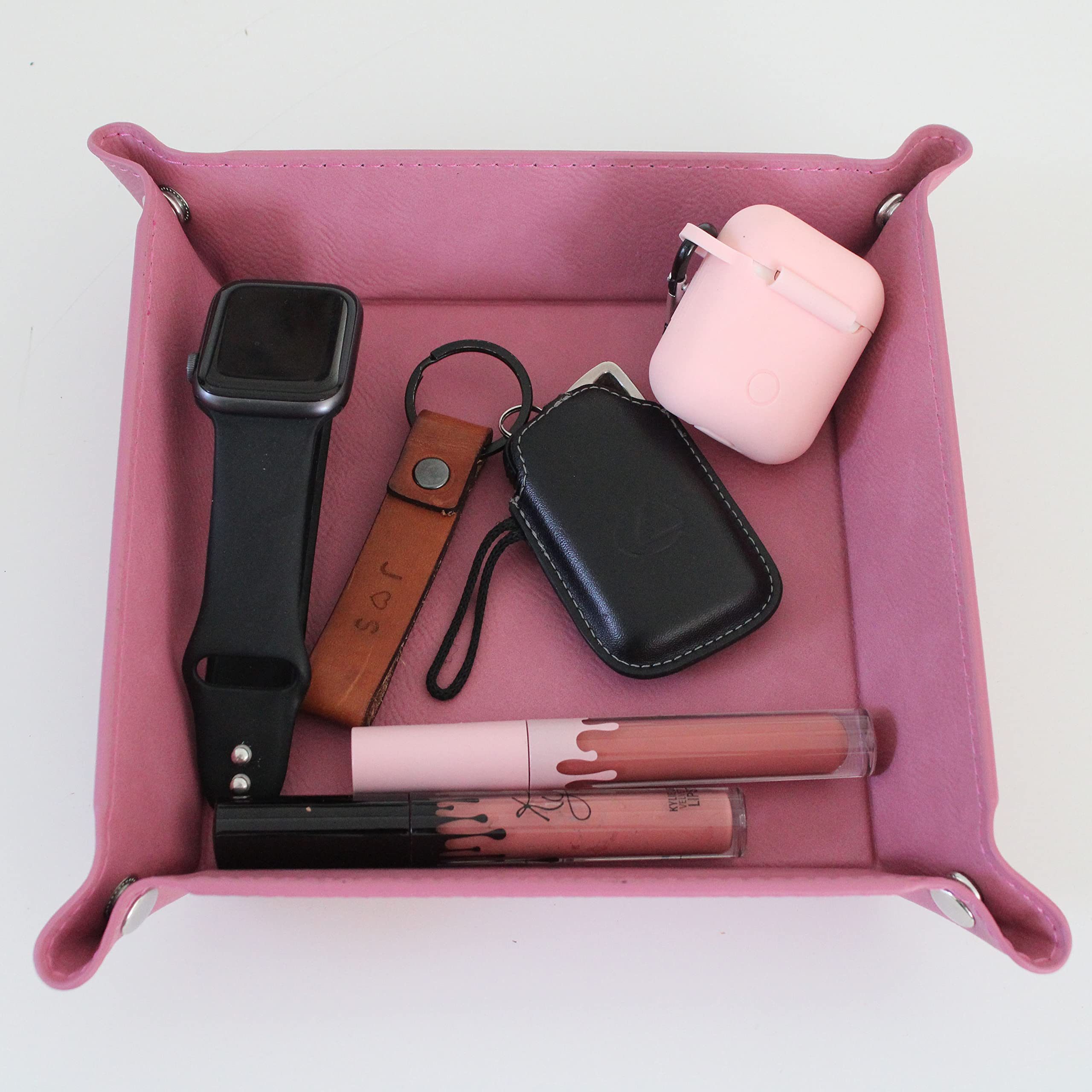 Personalized Leather Valet Tray for Men - Nightstand Organizer & Everyday Carry Tray - Perfect Key Holder and Gift for Dad, Husband, Boyfriend - Ideal for Bedroom, Office, or Travel Use