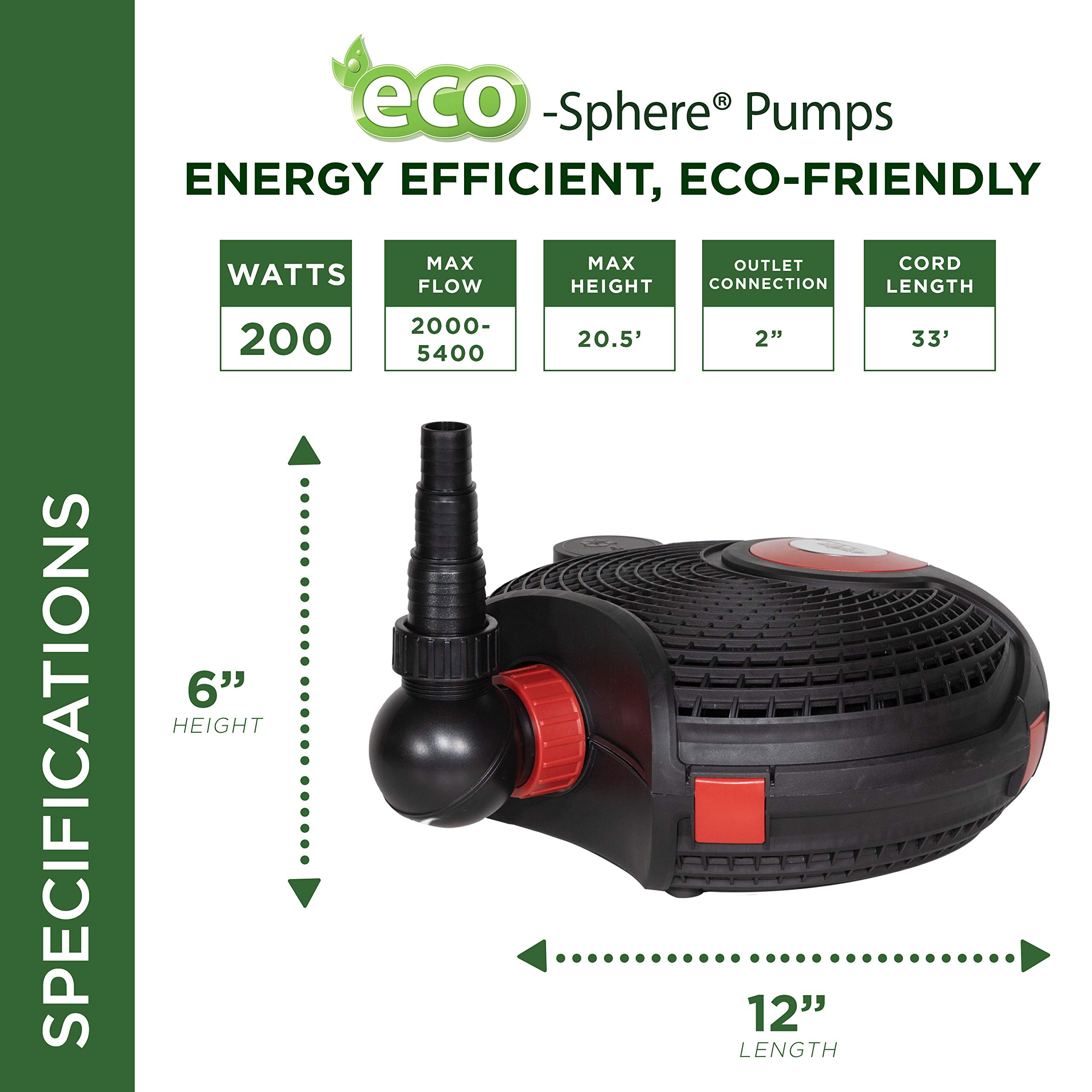 Alpine Corporation 5400GPH Energy Efficient Submersible Pond Pump with Digital Controller & 33ft Power Cord - Ideal for Garden Ponds, Waterfalls & Fountain Decorations