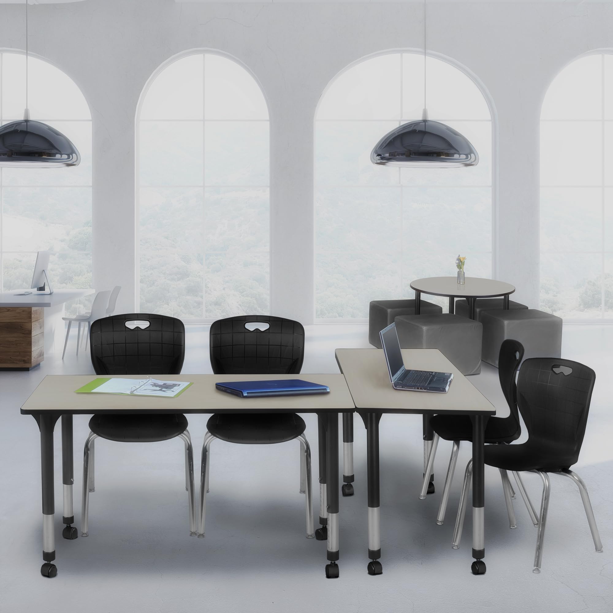 Regency Kee Adjustable Height Mobile Classroom Table Set with Two 18