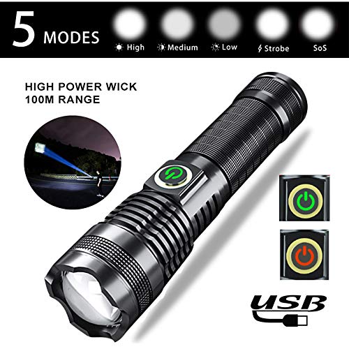 BESTSUN 1000,000 Lumens XHP70 LED Flashlight - Rechargeable High Power Handheld Torch with 5 Modes, Zoomable & Waterproof for Outdoor Adventures, Hiking, Camping, Fishing, Hunting, Emergency & Night Security
