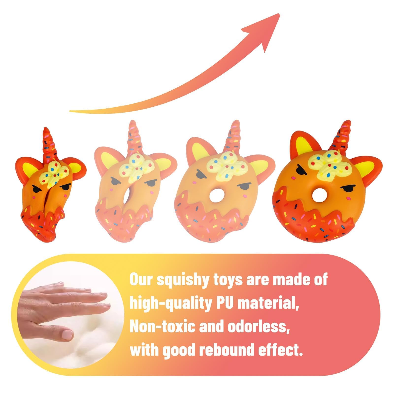 Anboor 4pcs Unicorn Donut Squishies - Stress Relief Toys for Kids Birthday Gifts & Party Favors