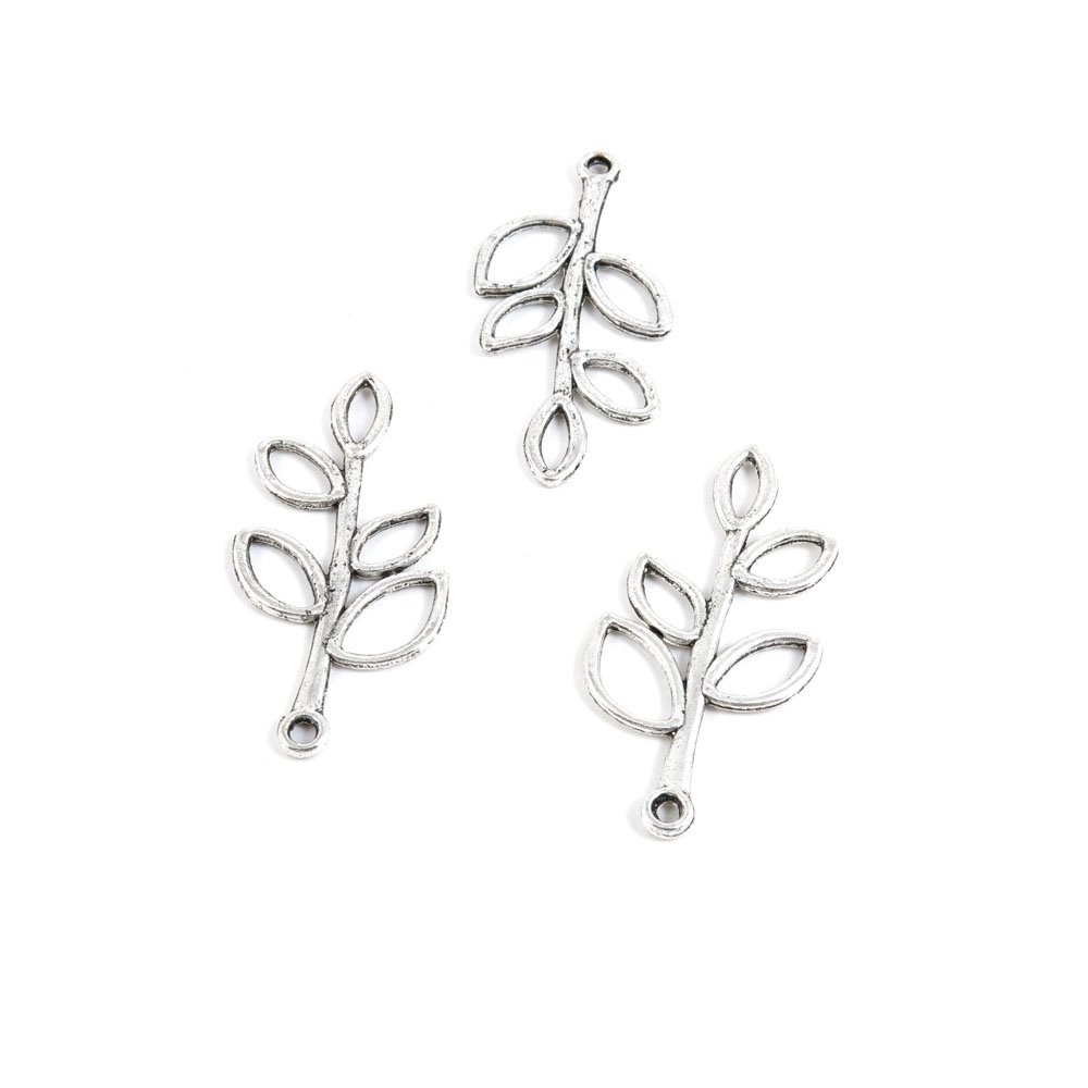 Antique Silver Tone Jewelry Charms Bulk Wholesale - Leaf & Branch Design for DIY Jewelry Making, Crafting, Necklace & Bracelet Supplies (Perfect for Handmade Gifts, Wedding Accessories, and Fashion Jewelry Projects)