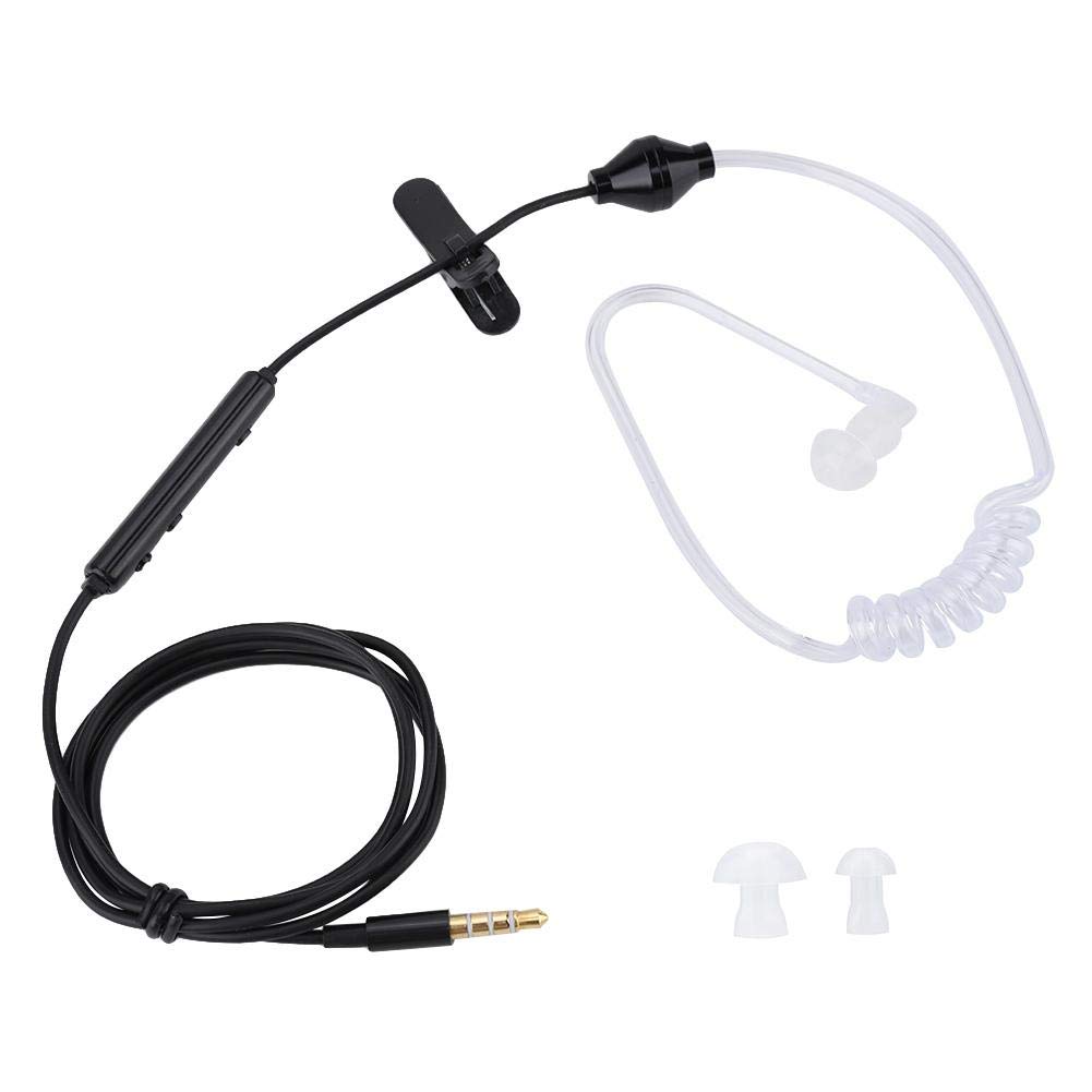 Air Tube In-Ear Headset with Mic - Portable Wired Earphone Universal Single Earpiece (Black Line White Tube) for Gym, Running, Commuting & Office Use