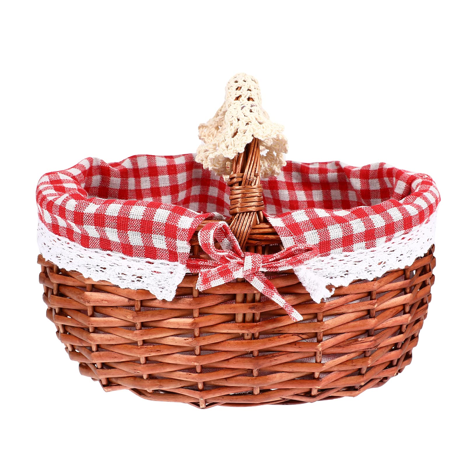 Vintage Woven Picnic Basket for Outdoor Wedding & Party - Red Brown