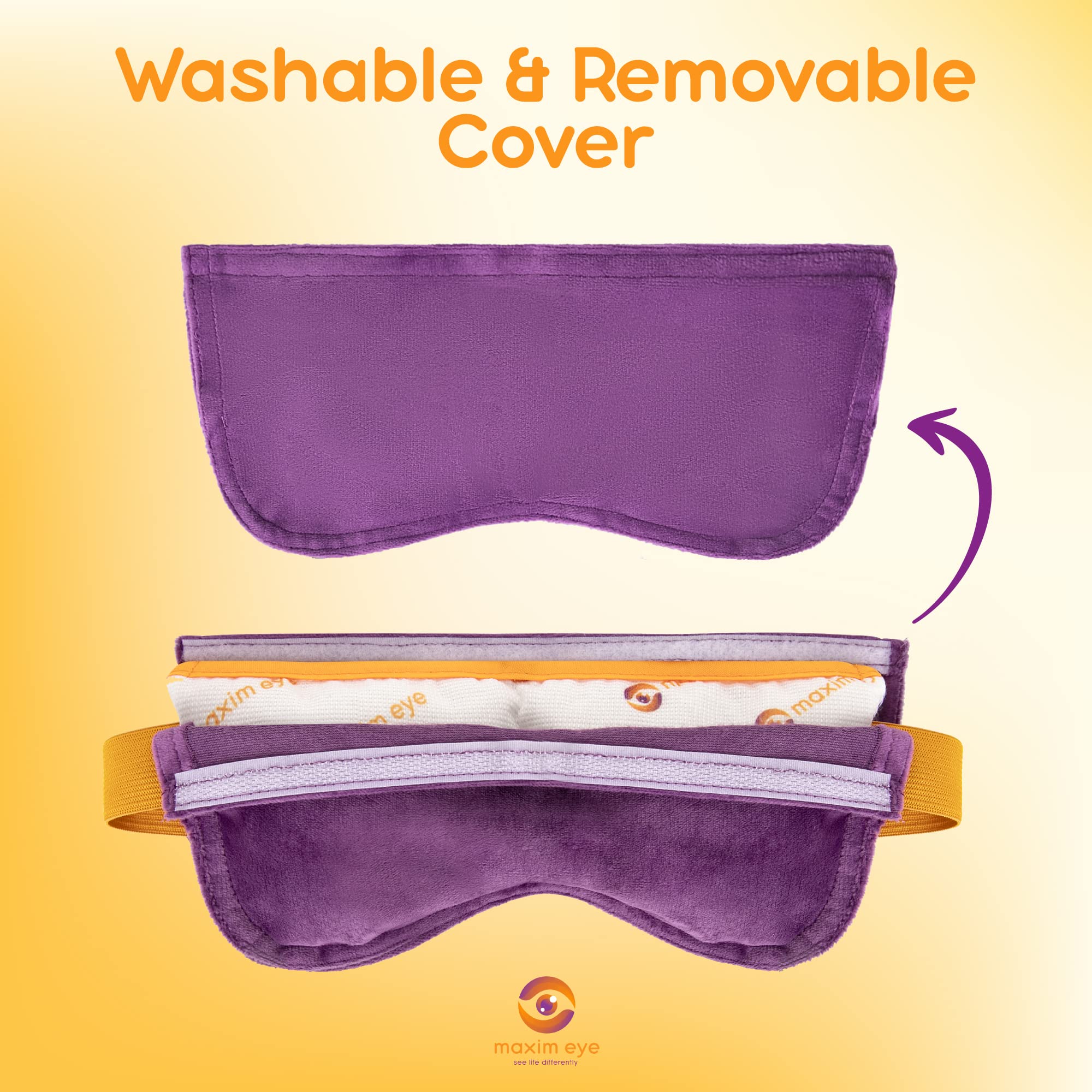 Heated Eye Mask for Dry Eyes Relief - Microwaveable & Reusable Warm Eye Compress - Migraine, Sinus & Headache Relief - Washable Eye Mask by Maxim Eye - Perfect for Relaxation, Travel & Stress Relief