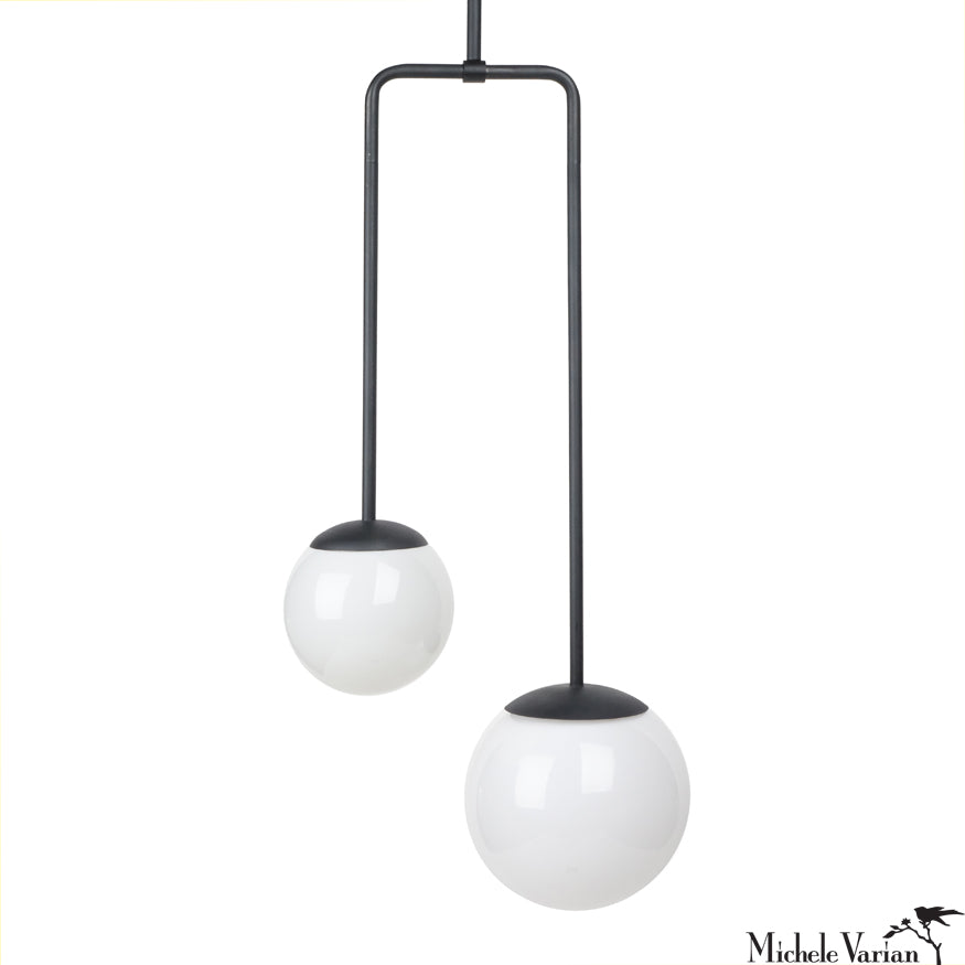Black Double Circuit Globe Pendant Light - Modern Industrial Ceiling Fixture for Dining Room, Kitchen, or Living Room Lighting