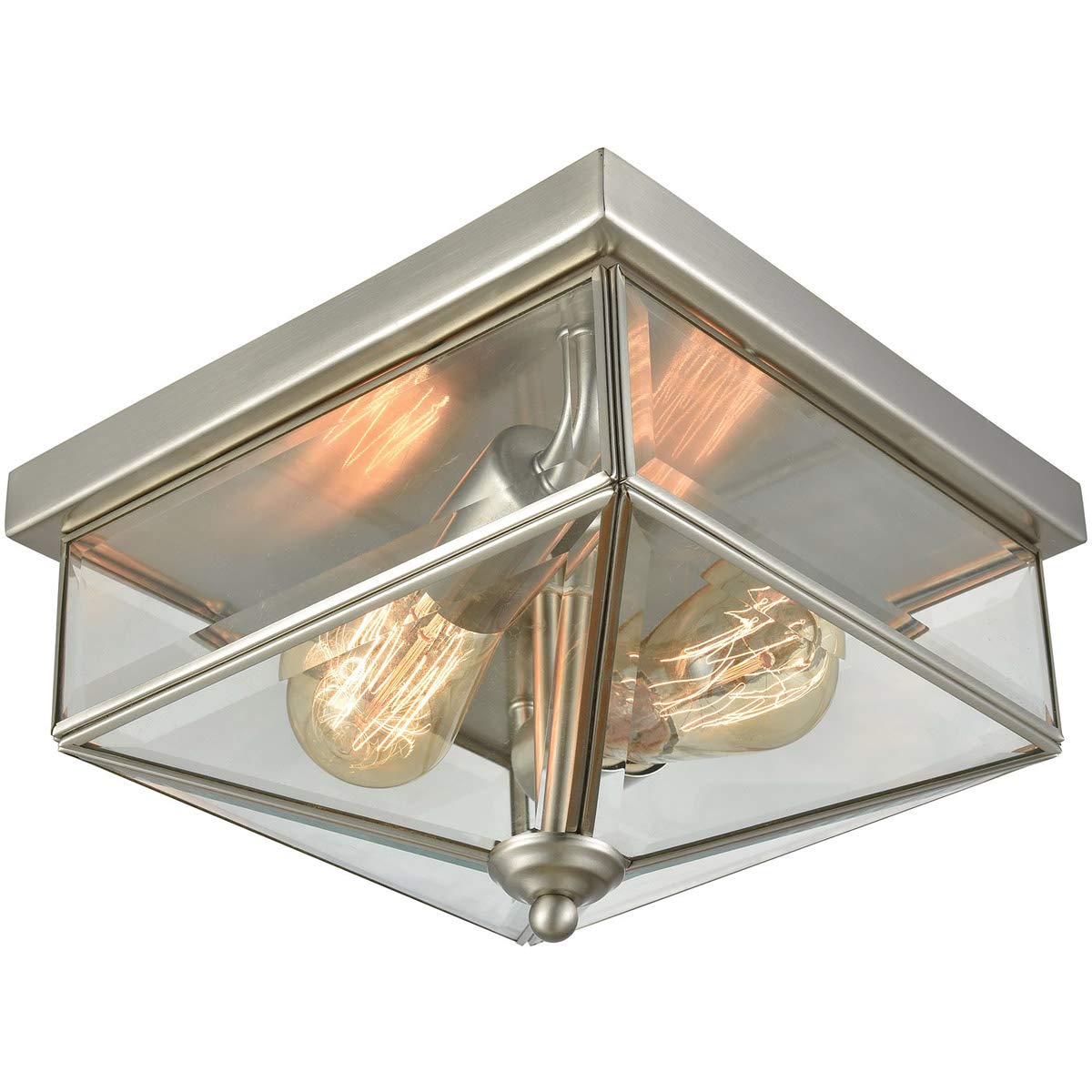Outdoor Wall Sconces 2-Light Fixtures - Brushed Nickel Finish, Metal & Glass Construction - 10