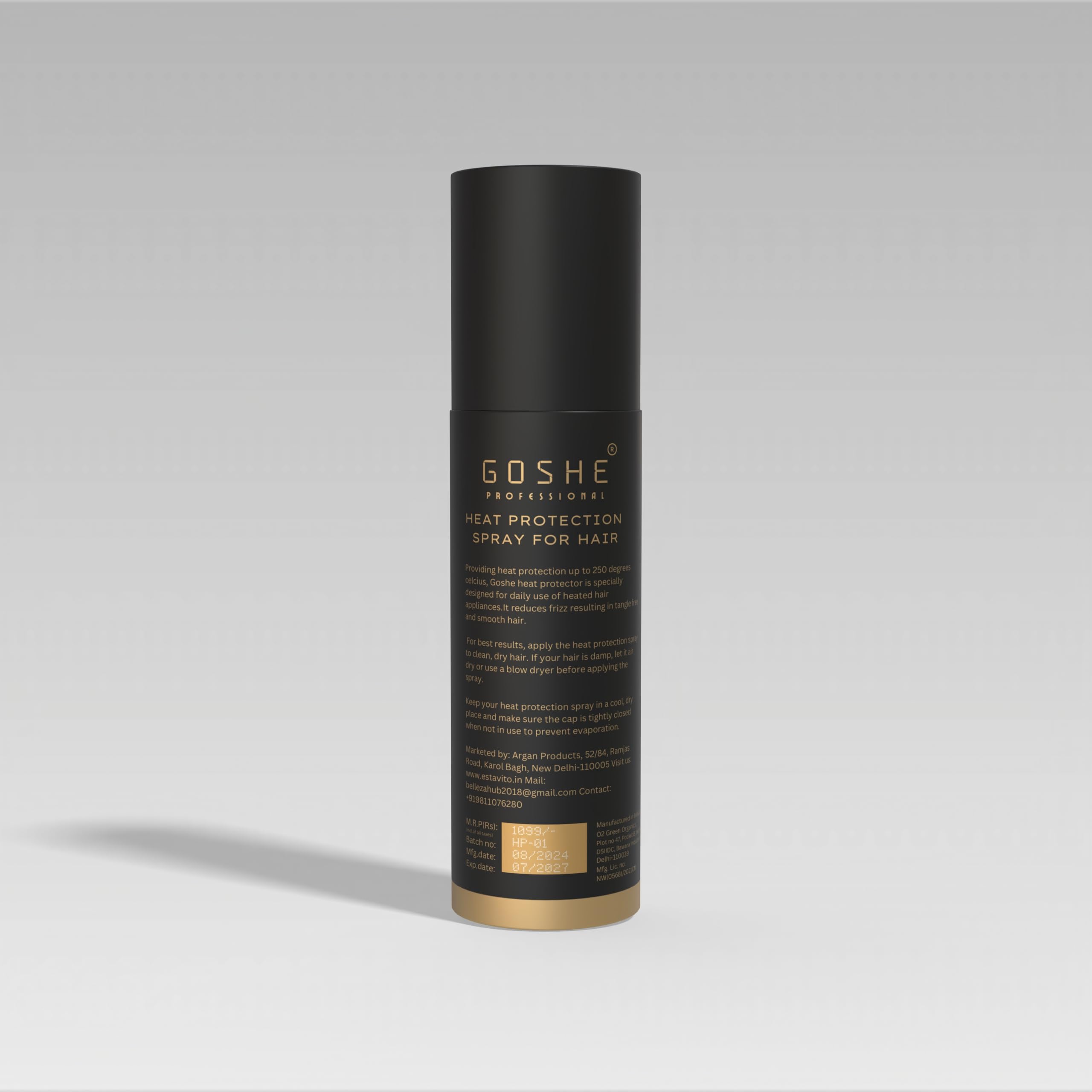 Goshe Professional Heat Protection Spray with Jojoba Seed Oil | Shields Hair from Styling Tools & Frizz Control for 24 Hours | Perfect for Blowouts, Straightening & Curling at Home or Salon