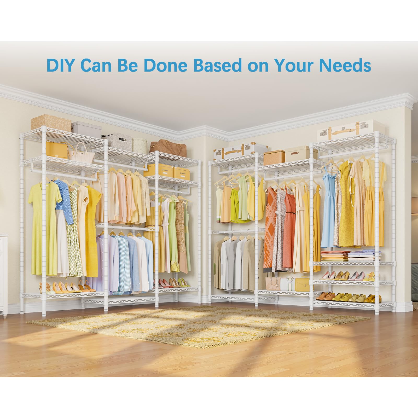 VIPEK V5 Heavy Duty Portable Closet Wardrobe - Freestanding Metal Clothing Rack for Bedroom, Closet Organizer & Storage Solution - White (Ideal for Small Spaces, Dorm Rooms & Temporary Closet Needs)