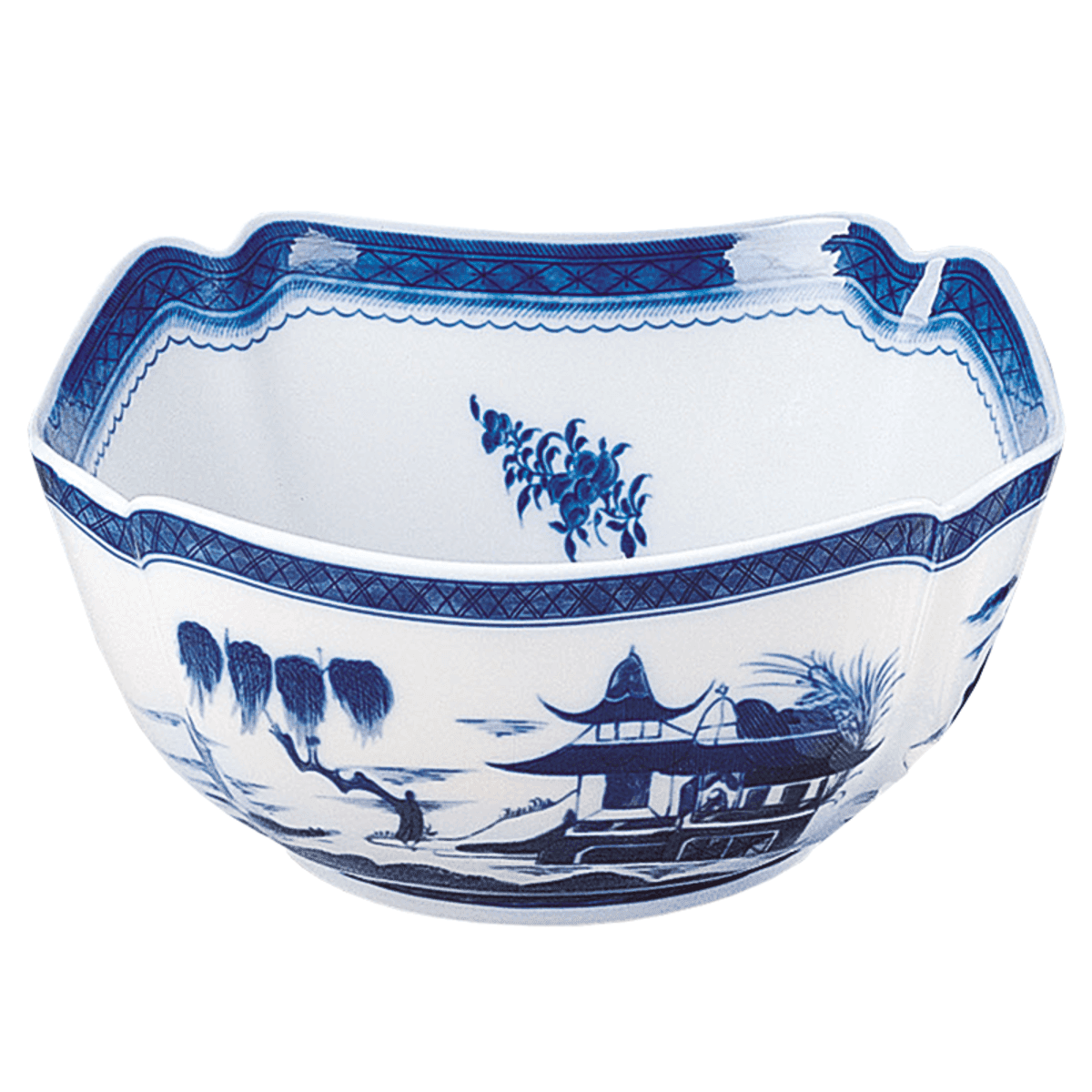 Blue Canton Large Square Bowl - Premium Porcelain Serving Dish for Salads, Pasta & Desserts | Elegant Dining & Entertaining Tableware