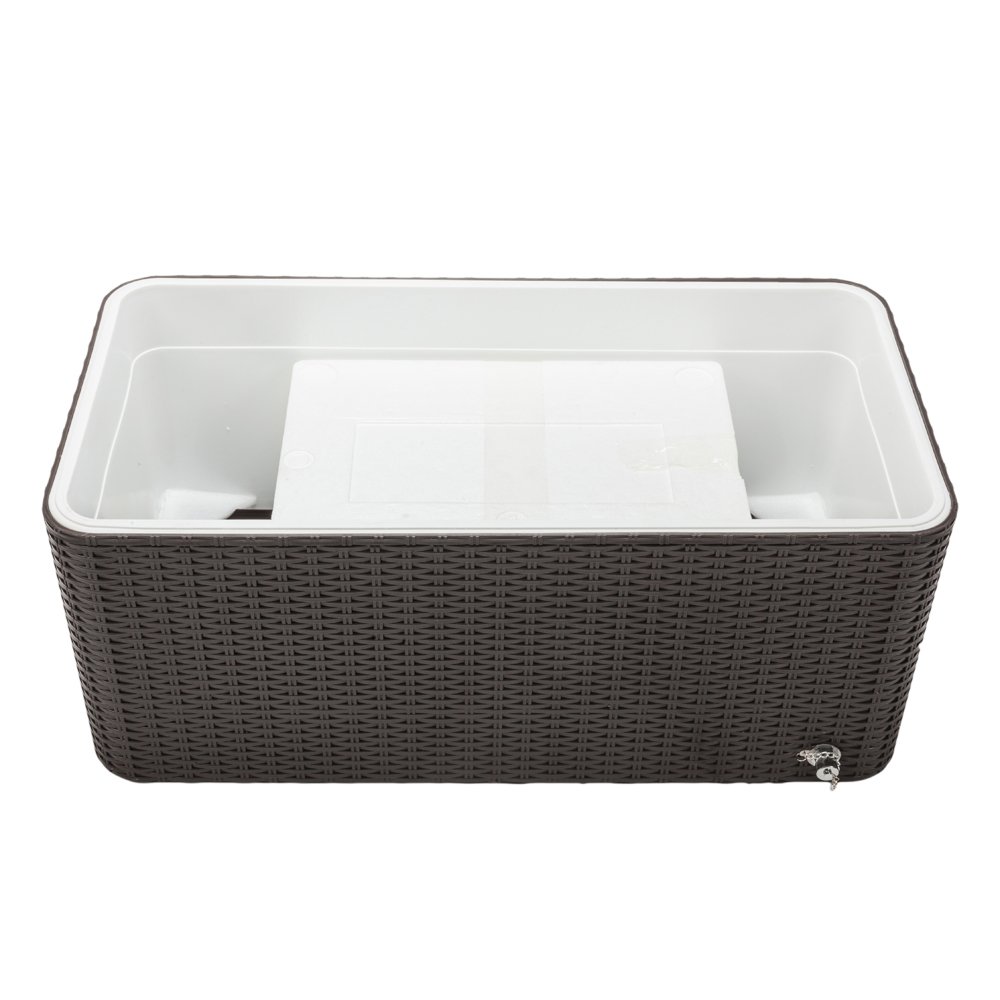 Portable Rolling Cooler Cart with Wheels - Insulated Ice Chest for Outdoor Parties, Picnics, Beach & Camping - Stylish Wicker Faux Rattan Design for Patio, Deck & Backyard Gatherings