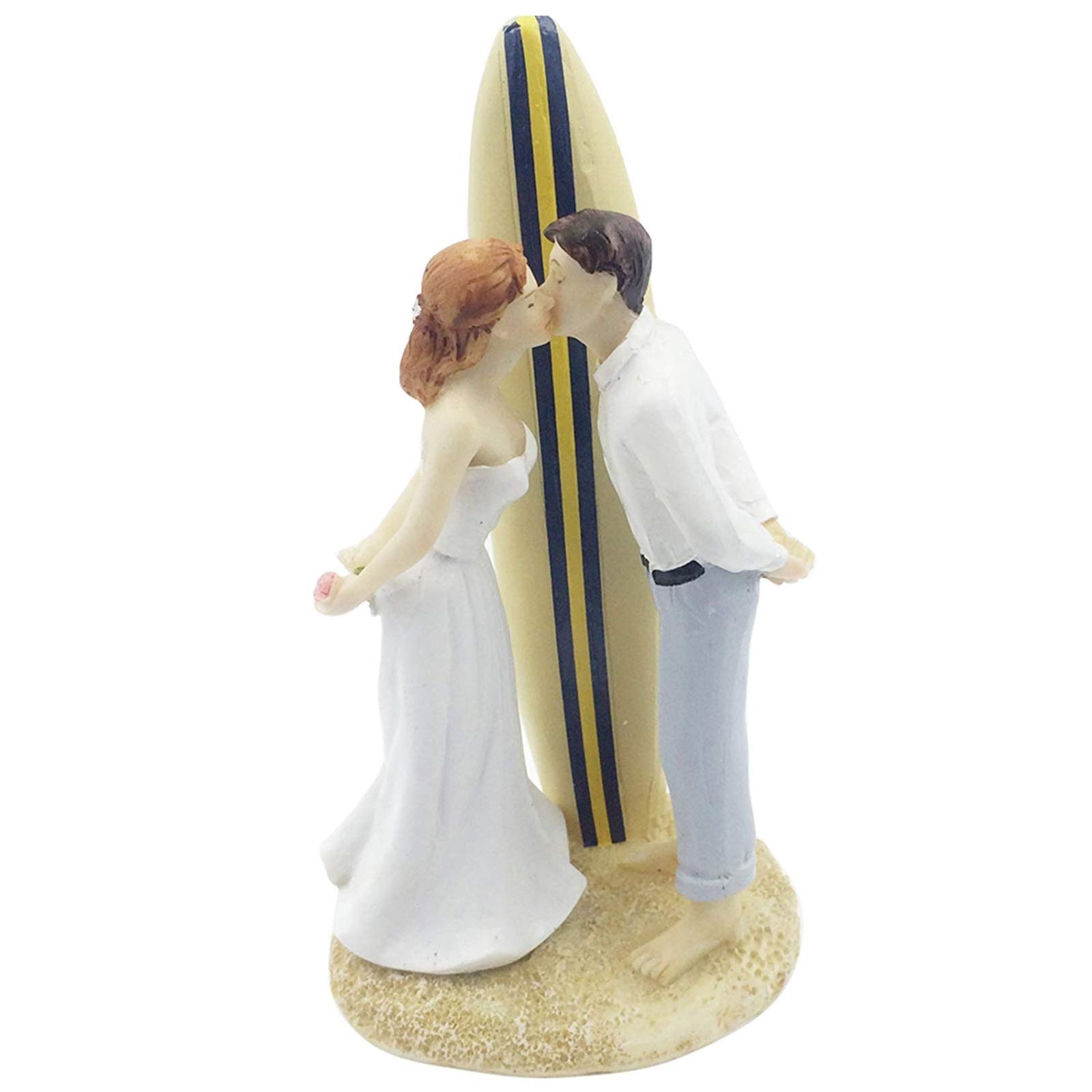 Musykrafties 6.7 Inch Romantic Beach Wedding Cake Topper - Bride & Groom Figurine for Wedding, Engagement, Anniversary & Bridal Shower Parties - Perfect Cake Decoration Keepsake for Beach Theme Weddings