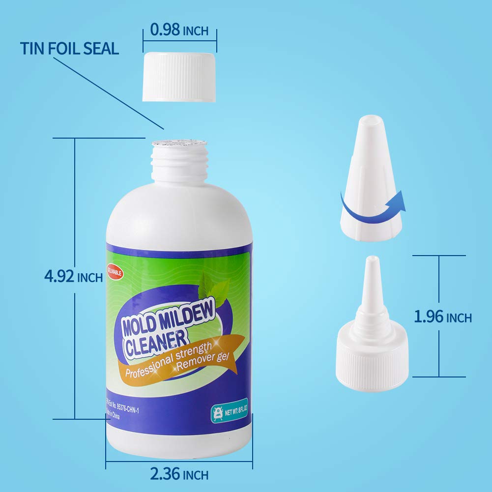 Powerful Mold & Mildew Remover Gel - Deep Cleaning for Bathroom Tiles, Grout, Kitchen Sinks & Household Surfaces - 8 Fl Oz (Pack of 1) | Eliminates Stubborn Stains & Prevents Regrowth - Ideal for Showers, Bathtubs, Countertops & More