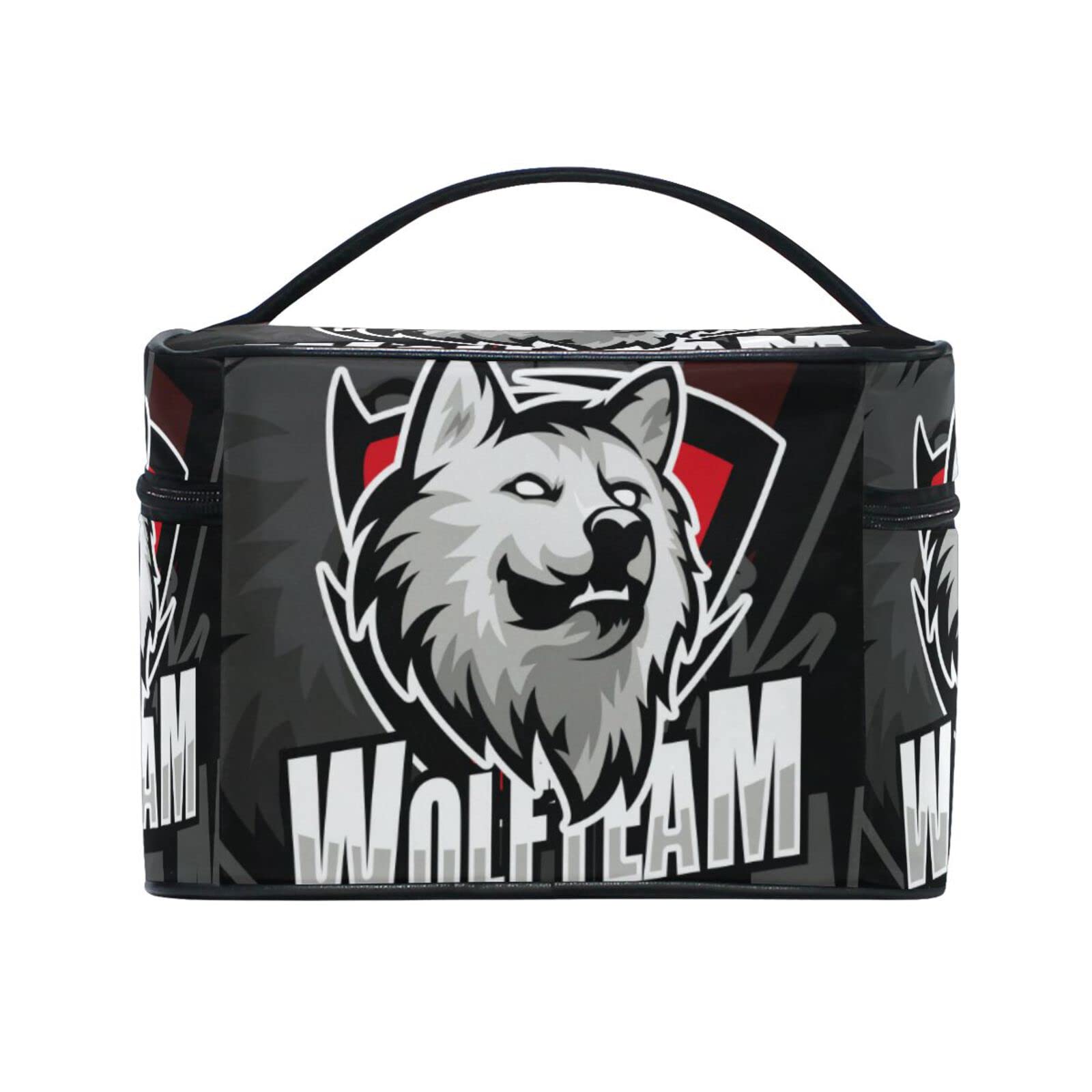 Wolf Animal Black Cartoon Makeup Bag - Cute Zippered Cosmetic Organizer Pouch for Women & Girls | Perfect for Travel, Gym, and Daily Beauty Essentials Storage