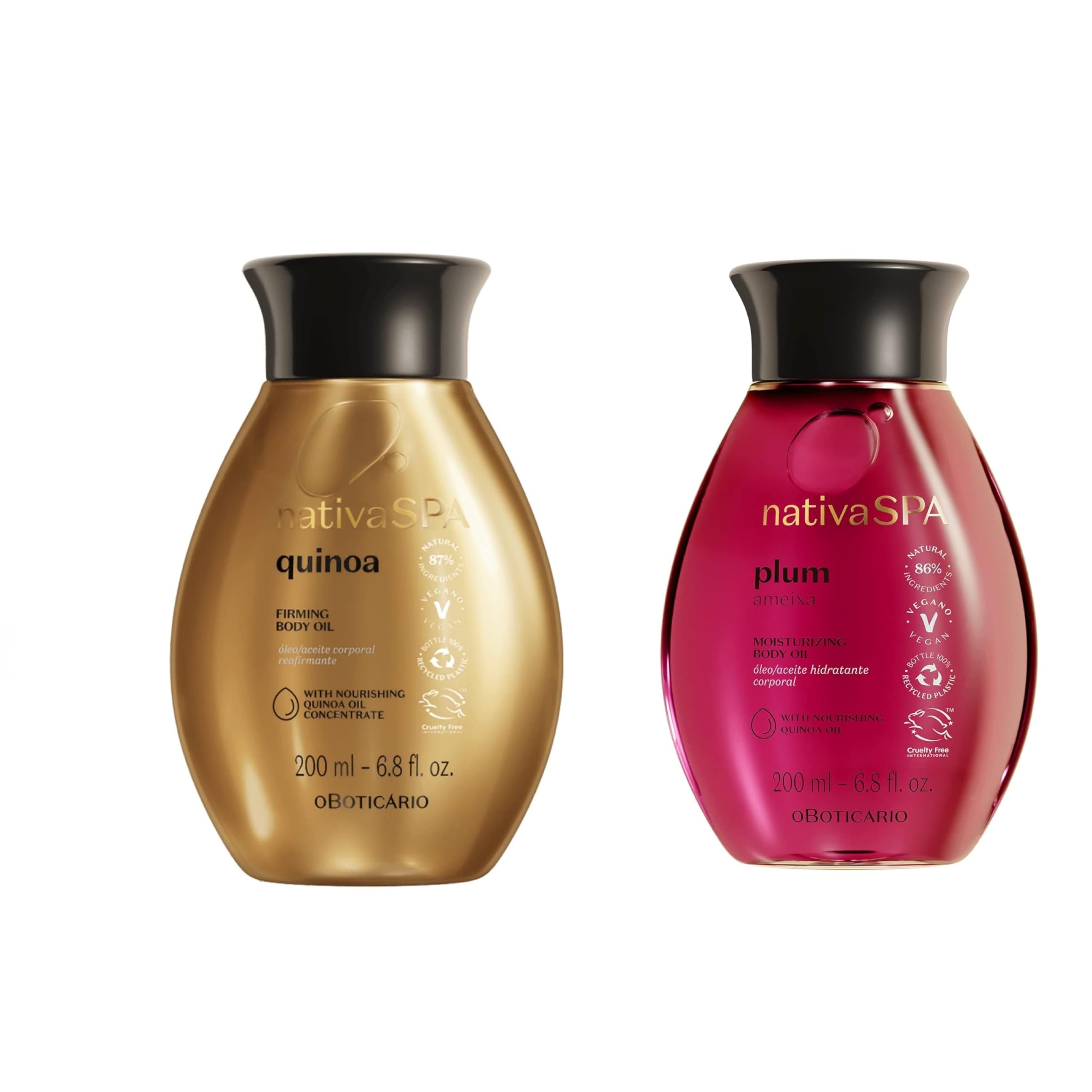 Nativa SPA Hydrating Body Oil Bundle - Quinoa & Plum Moisturizing Oil for Dry Skin, 6.8 oz (Pack of 2) | Luxurious Skincare Gift Set for Spa Day & Self Care Routine