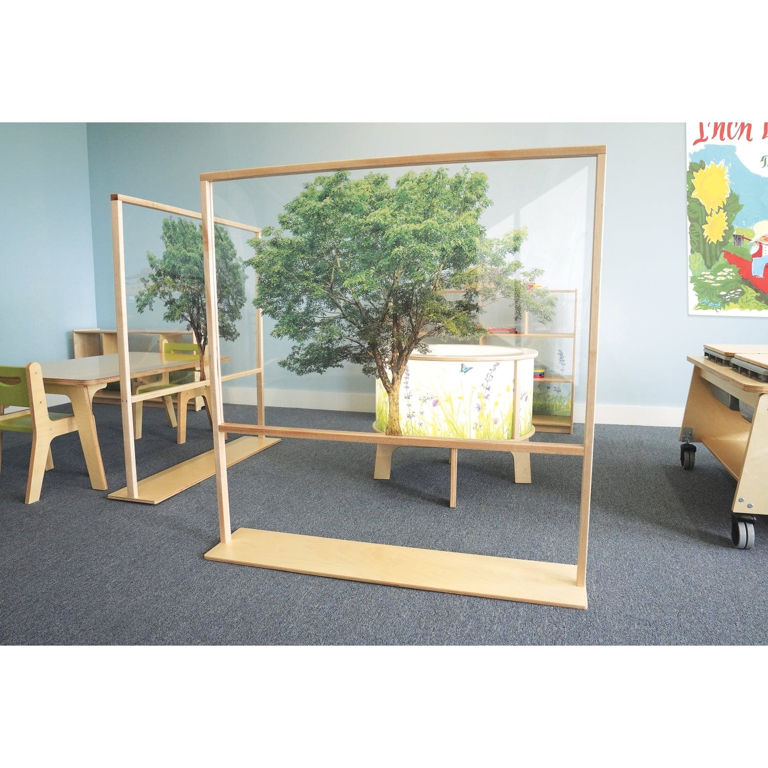 Nature View Floor Standing Partition 48W - Privacy Screen Room Divider for Office, Home & Events - Adjustable Height & Durable Design