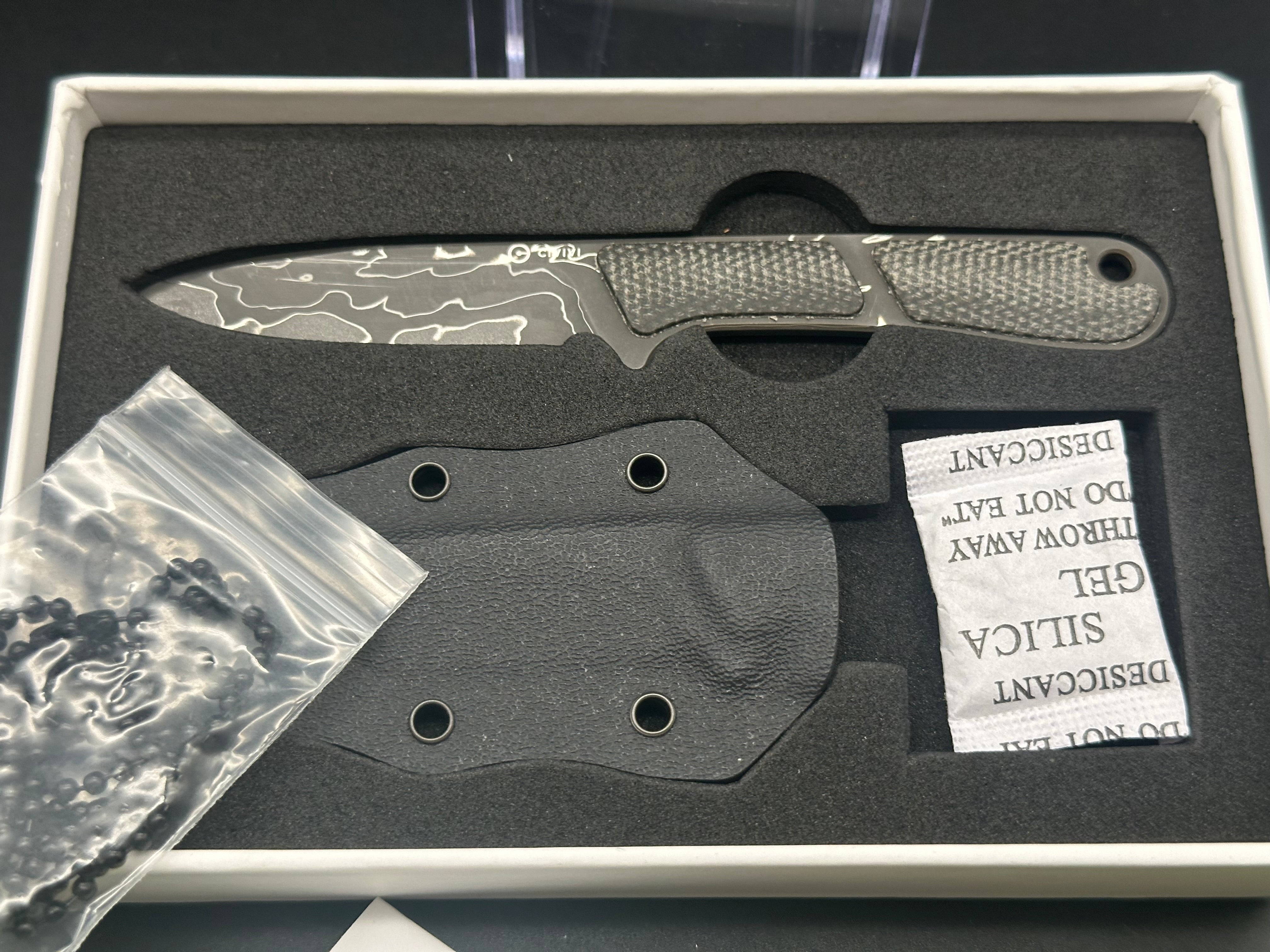 CIVIVI Mini Elementum Fixed Blade Knife - Dark Green Canvas Micarta Handle, Damascus Steel Drop Point - Perfect for Camping, Hiking & Outdoor Adventures