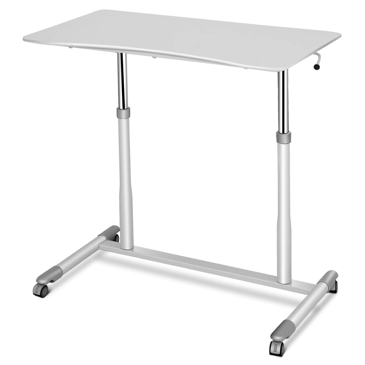 Adjustable Height Standing Desk with Wheels & Sturdy Steel Frame - Ergonomic Computer Desk for Home Office, Study Room & Workspace - Sit Stand Desk for Writing, Laptop Use & Productivity (White)