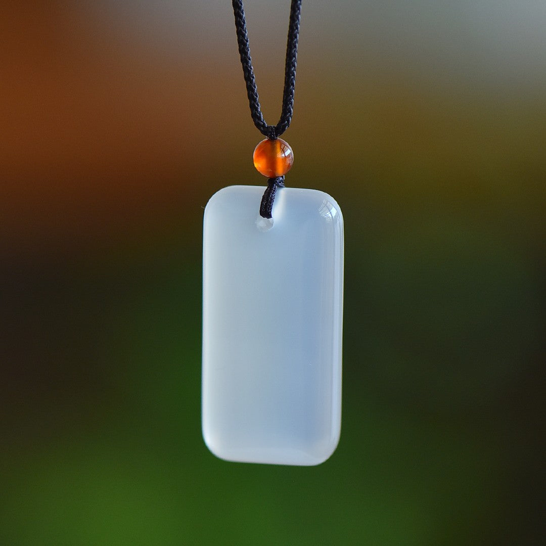 Large Ice Chalcedony Pendant Necklace for Women - Elegant Gemstone Amulet for Spiritual Protection & Healing | Perfect for Meditation, Yoga & Boho Fashion