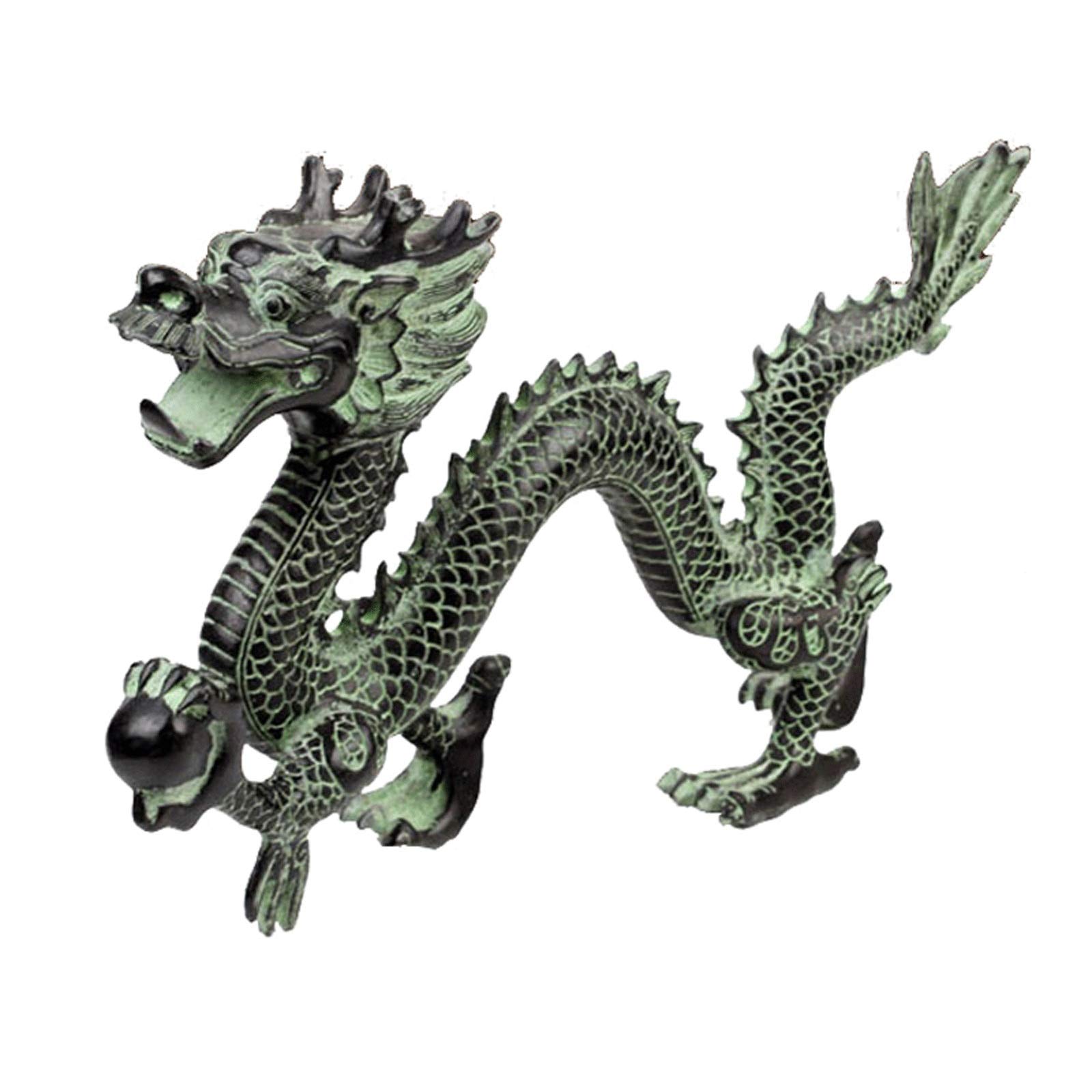 Feng Shui Wealth Dragon Statue - Handcrafted Bronze Chinese Dragon Figurine for Home Decor, Office & Gift | Fengshui Money Attractor, Collectible Artwork (Large Size)