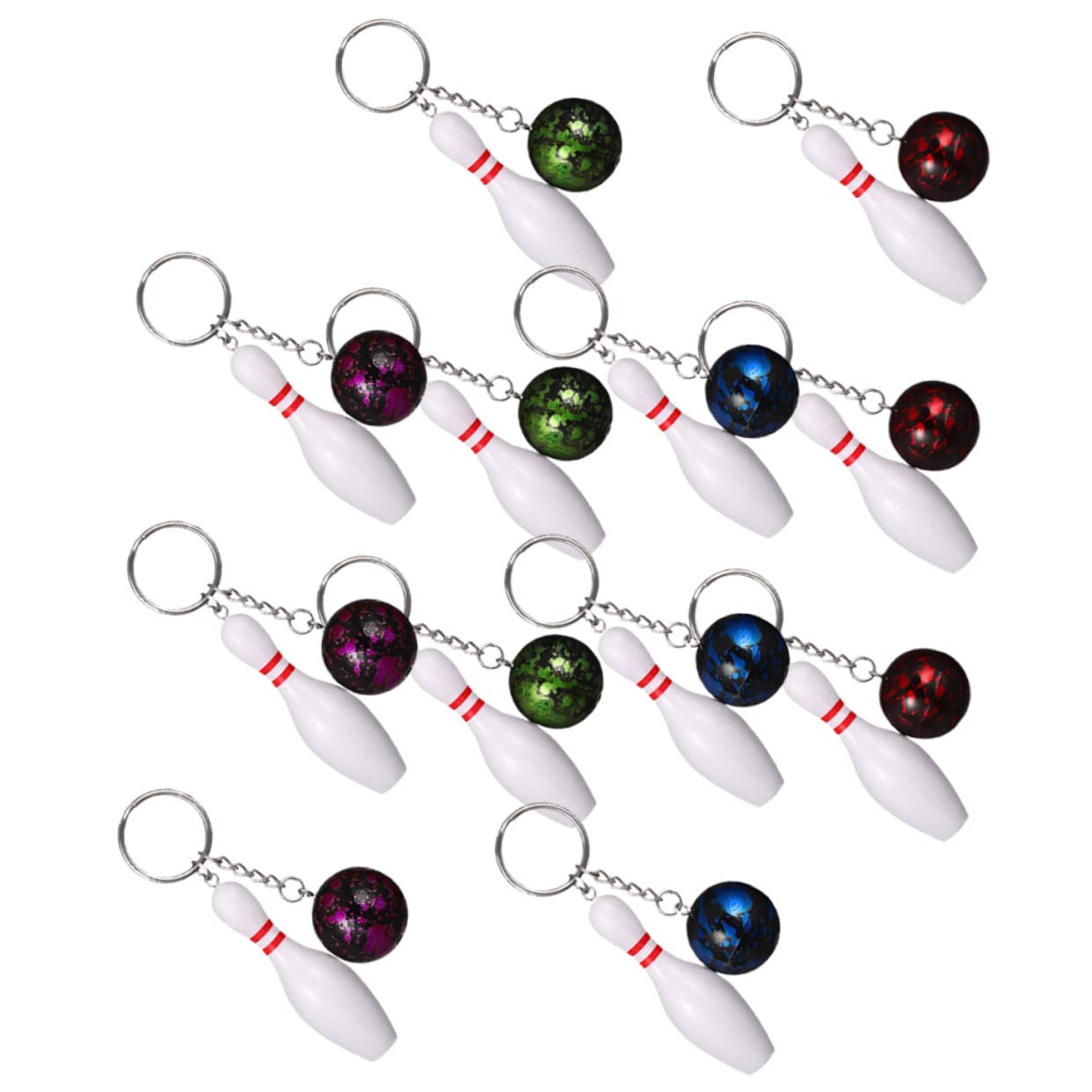 BELLIFFY 36 Pcs Bowling Keychain Set - Cute PVC Bowling Ball & Baseball Keychains for Sports Fans - Perfect for Gifts, Party Favors, and Bag Accessories