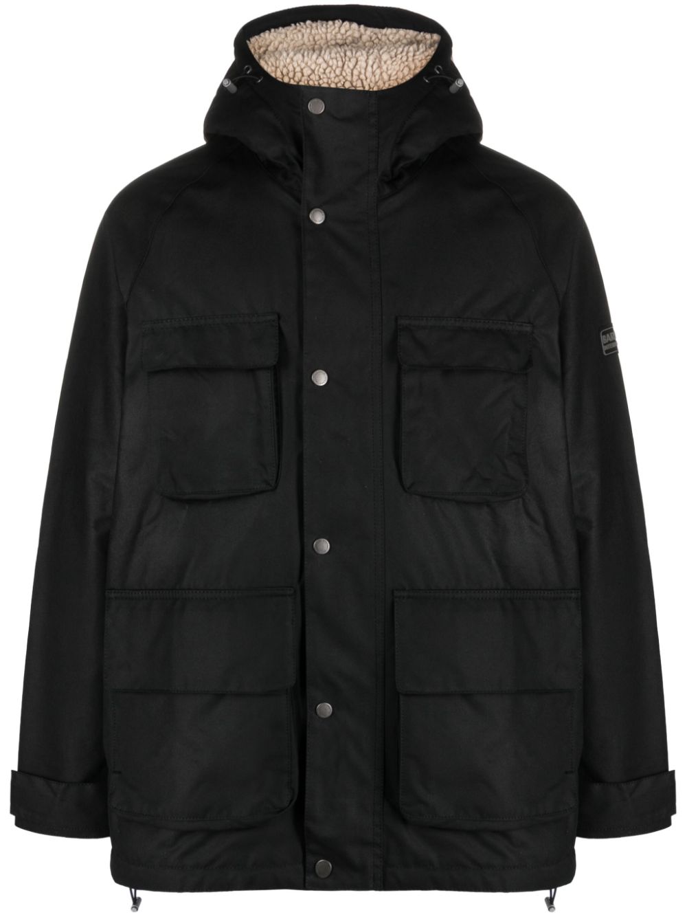 BARBOUR INTERNATIONAL Men's Black Waxed Cotton Motorcycle Jacket - Waterproof & Windproof for Outdoor Riding & Adventure
