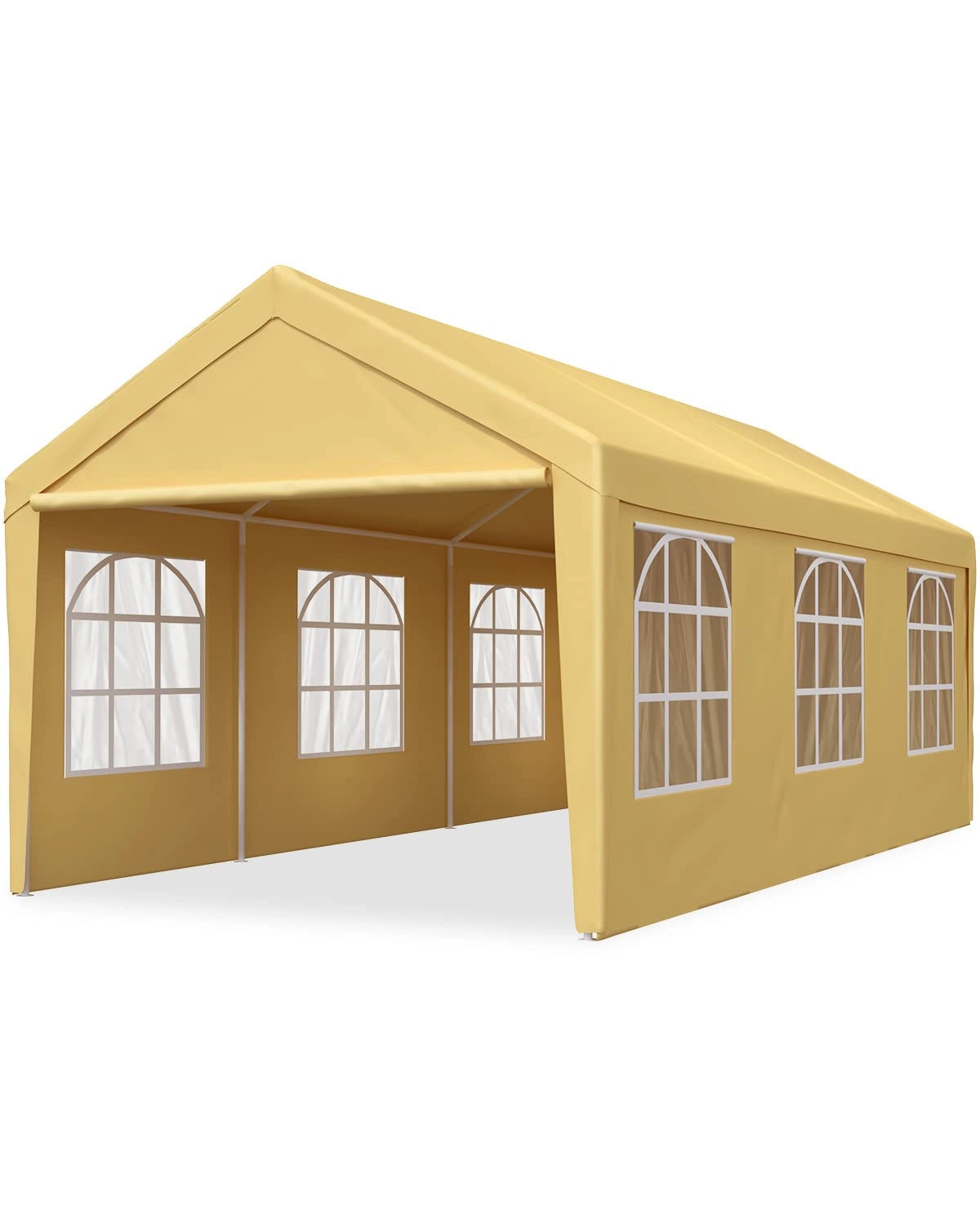 20' x 10' Heavy Duty Car Shelter with Clear Windows - Waterproof Outdoor Vehicle Cover for Cars, Trucks, SUVs - Perfect for Home Garage, Driveway & RV Storage Protection