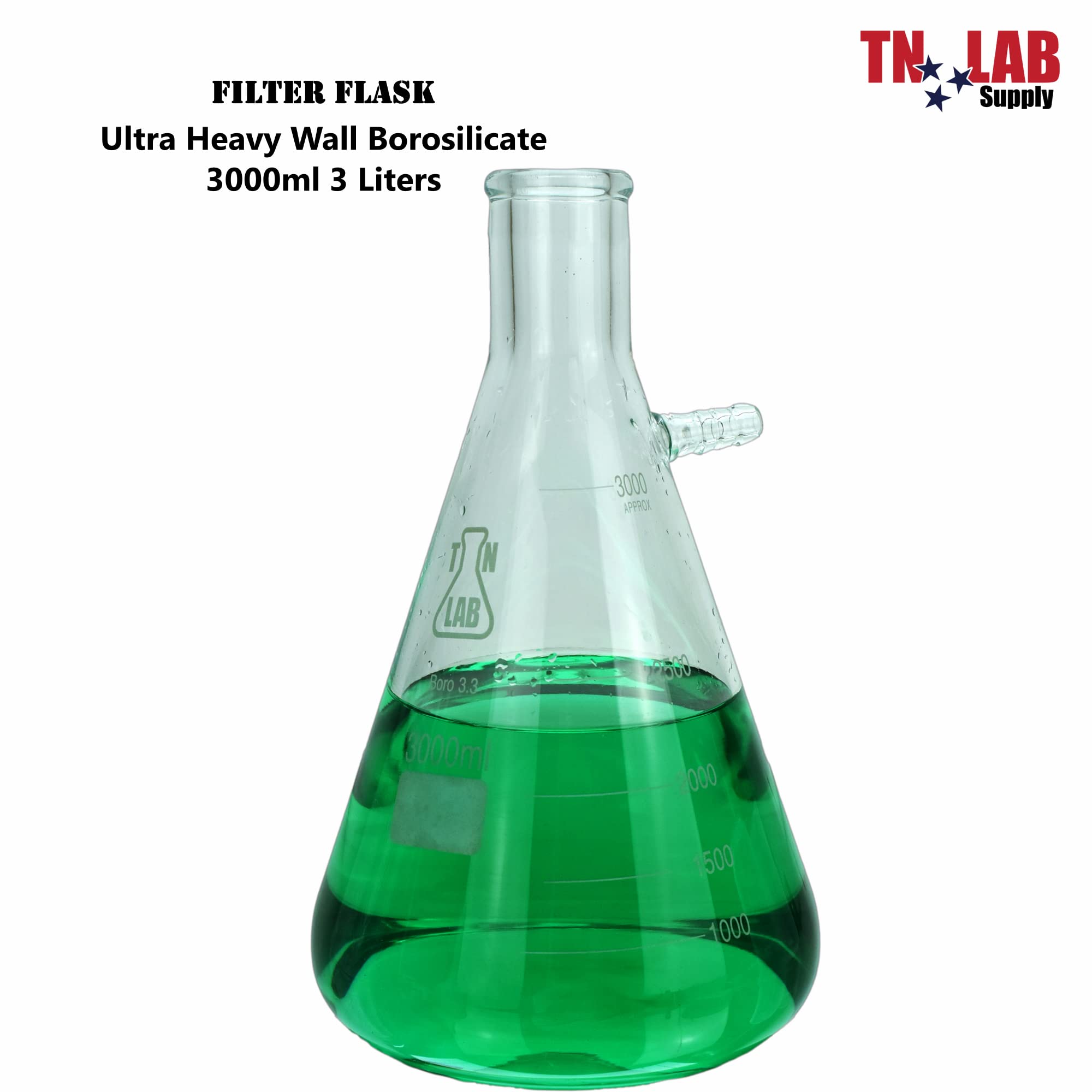 Premium Buchner Funnel Kit with 120mm Funnel & 3000ml Vacuum Flask - 3L Lab Filter Set for Chemistry Experiments, Distillation & Scientific Research