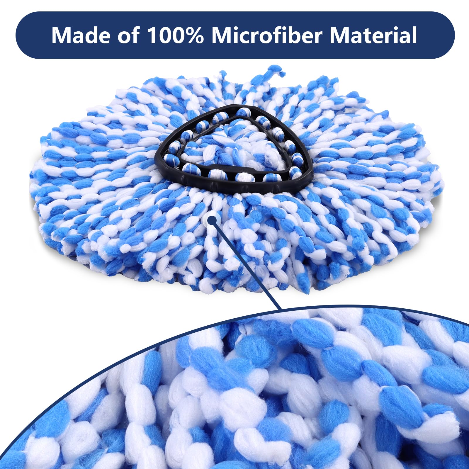 2 Pack Microfiber Mop Head Replacement for O Cedar 2 Tank Spin Mop System - 360 Degree Rotating Refill for Hardwood & Tile Floors - Easy to Use for Kitchen, Bathroom & Household Cleaning
