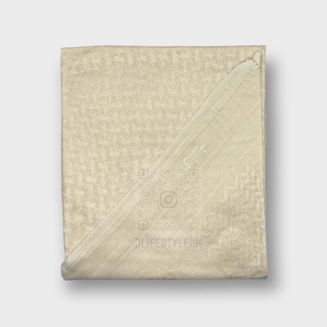 Authentic Arab Cream Shemagh Scarf - Soft Cotton Keffiyeh for Men & Women - Perfect for Desert Travel, Outdoor Adventures & Cultural Events