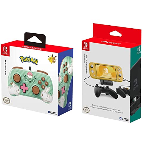 Nintendo Switch Horipad Mini Wireless Controller - Pokemon Pikachu & Eevee Edition (Officially Licensed) | Portable Gaming Stand with Dual USB Charging | Perfect for Travel & Multiplayer Gaming