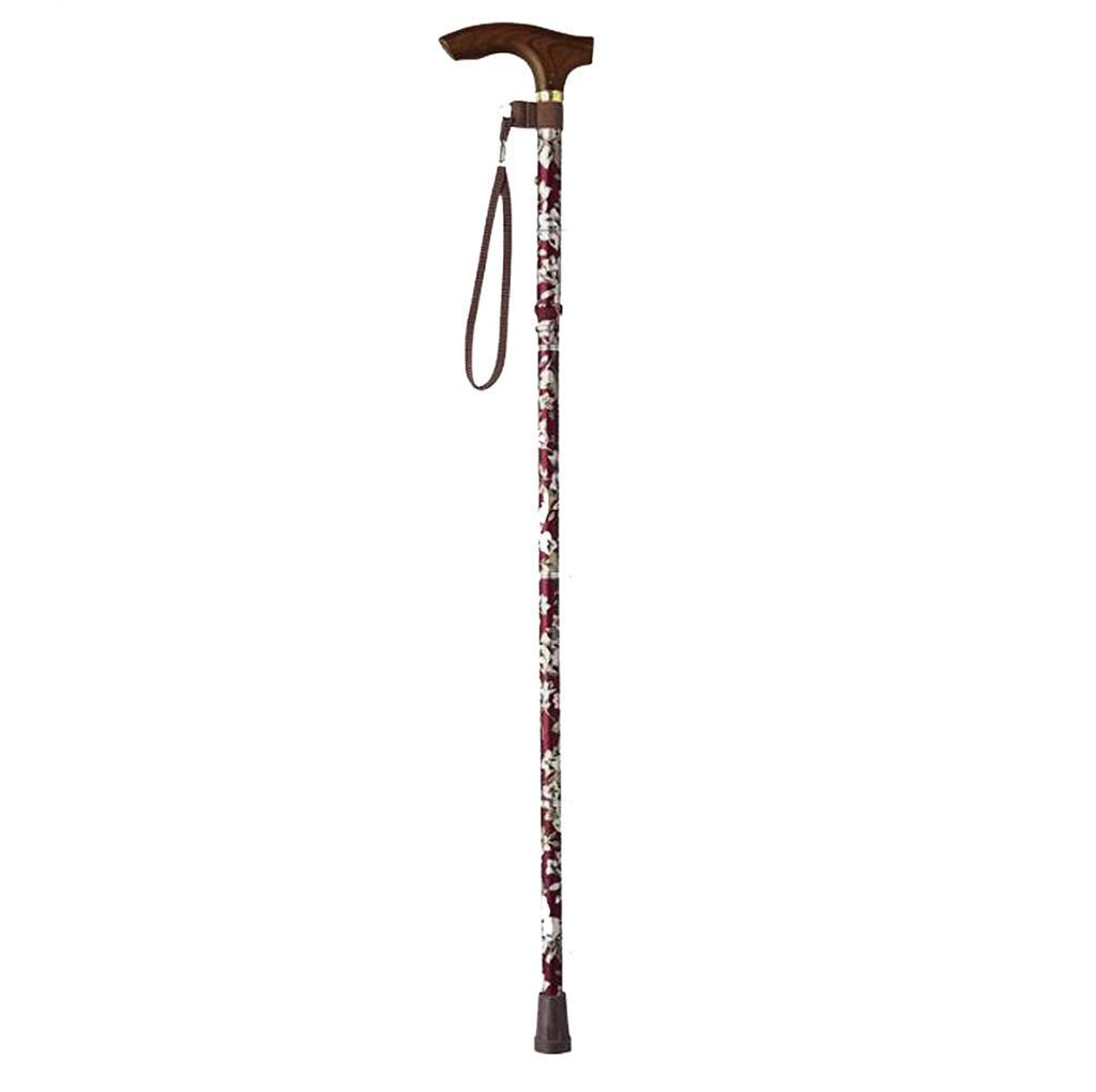 Adjustable Aluminum Alloy Walking Stick with Non-Slip Base - Lightweight Printed Crutches for Elderly & Seniors - Ideal for Hiking, Travel, and Daily Mobility Support