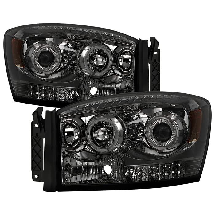 Xtune PRO-JH-DR06-LED-SM Halo Projector Headlights for Dodge Ram 1500/2500/3500 (2009-2018) - LED Angel Eye DRL, Black Housing - Upgrade Your Truck's Style & Night Visibility