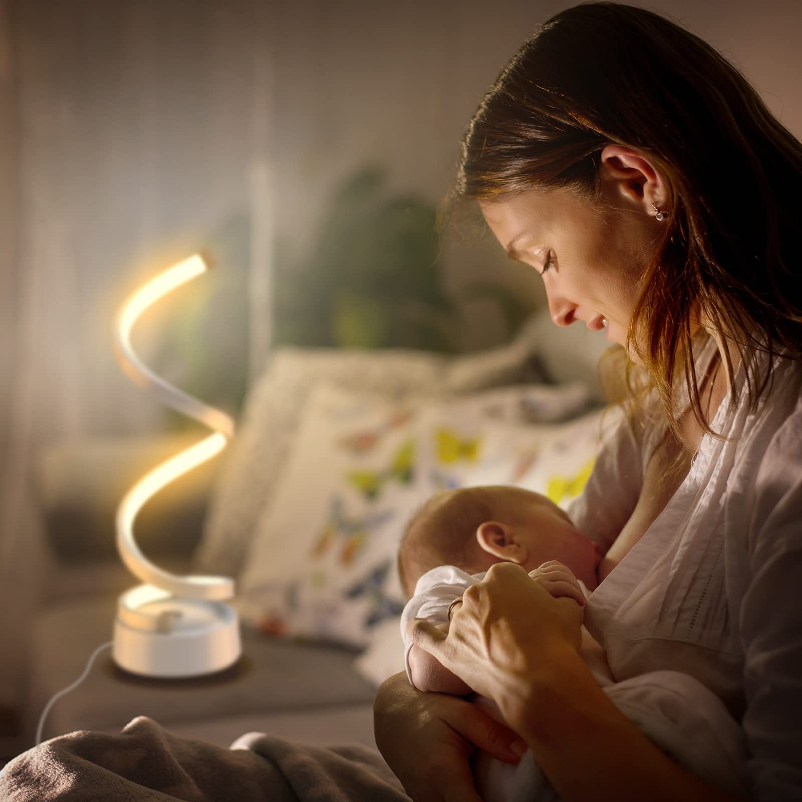 Classic Spiral LED Table Lamp with Touch Control - White Bedside Lamp for Nightstand, Small Desk Lamp for Bedroom, Living Room, Kids Room, Office, Dorm - Perfect for Reading, Studying, and Relaxing