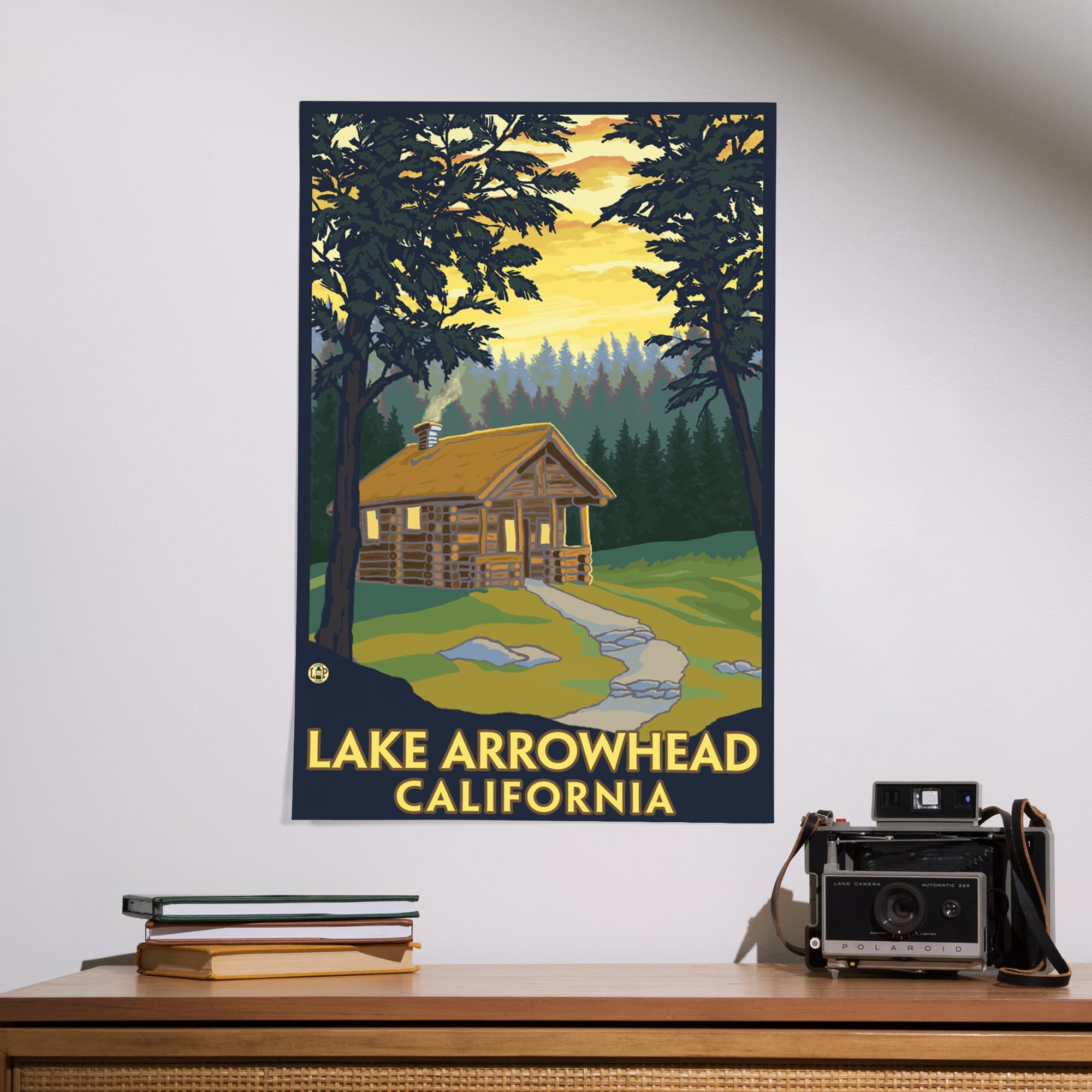 Lantern Press 16x24 Inch Giclee Art Print - Lake Arrowhead California Cabin in the Woods Wall Decor - Perfect for Living Room, Bedroom & Cabin Aesthetic