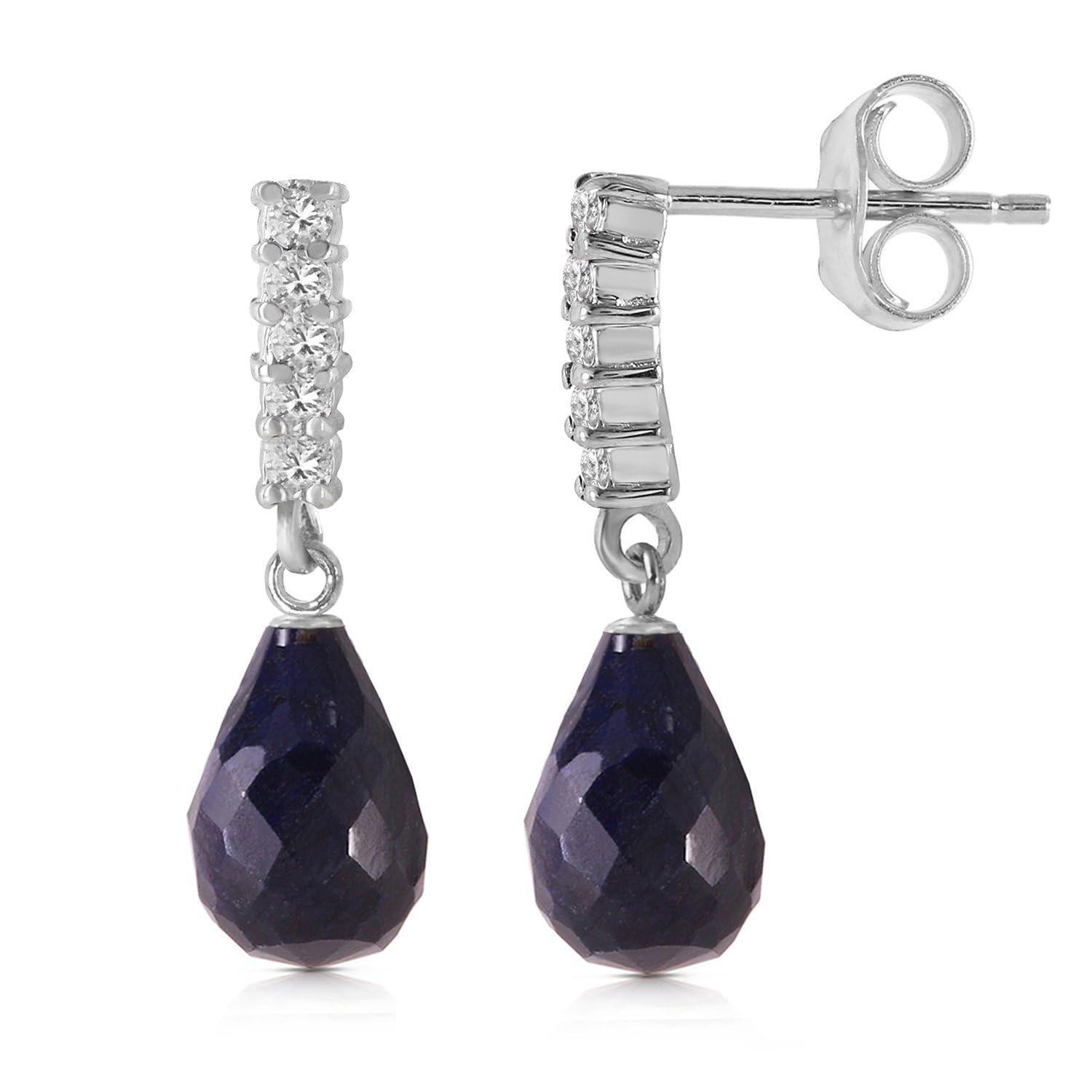 6.75 CTW 14K Solid White Gold Diamond & Sapphire Earrings for Women - Elegant Bridal Jewelry, Anniversary Gift, Party Wear Accessories