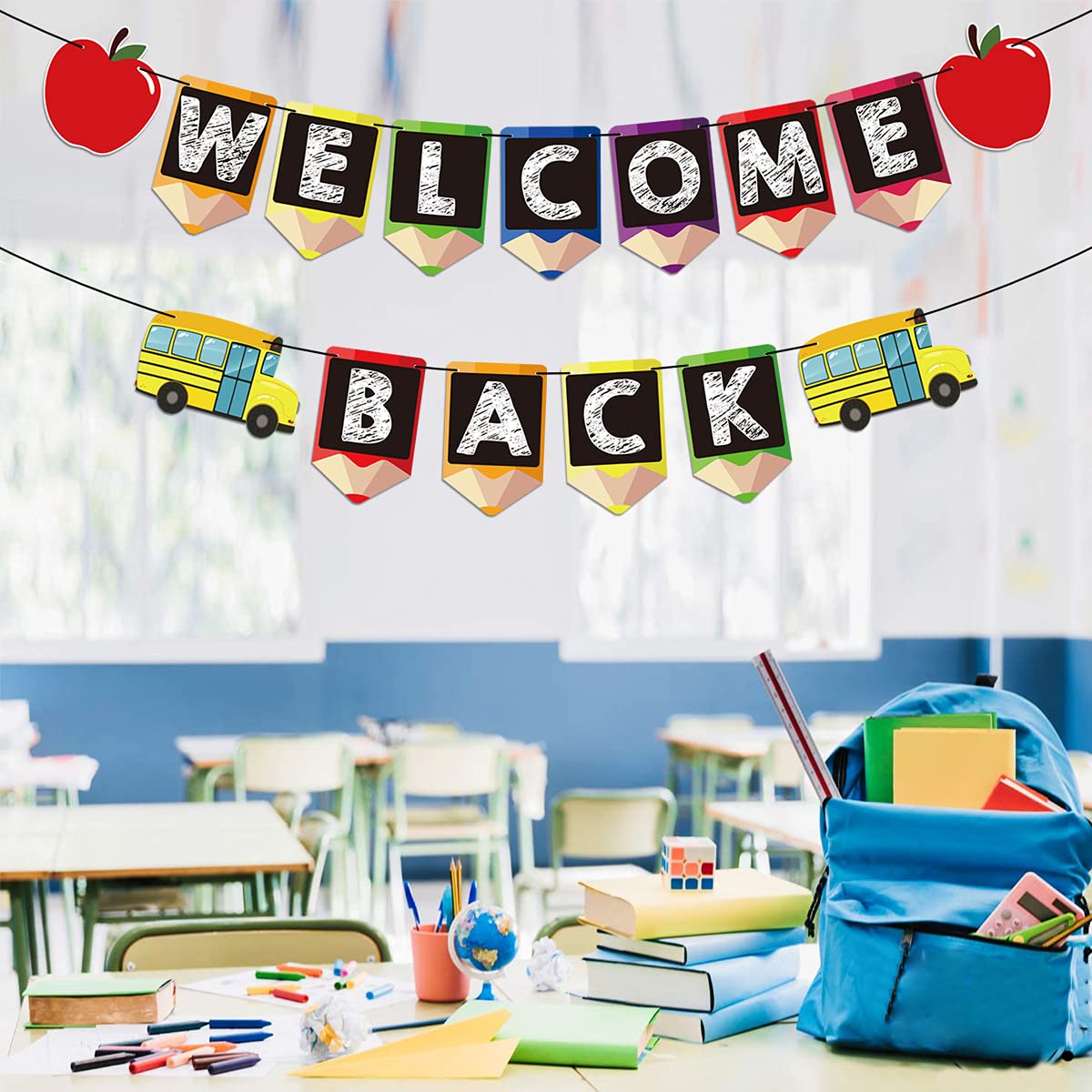 Welcome Back Banners - 2 Pack Classroom Decorations for Back to School & Teacher Appreciation | No DIY Required | Perfect for Bulletin Boards, Door Decor & Party Decorations