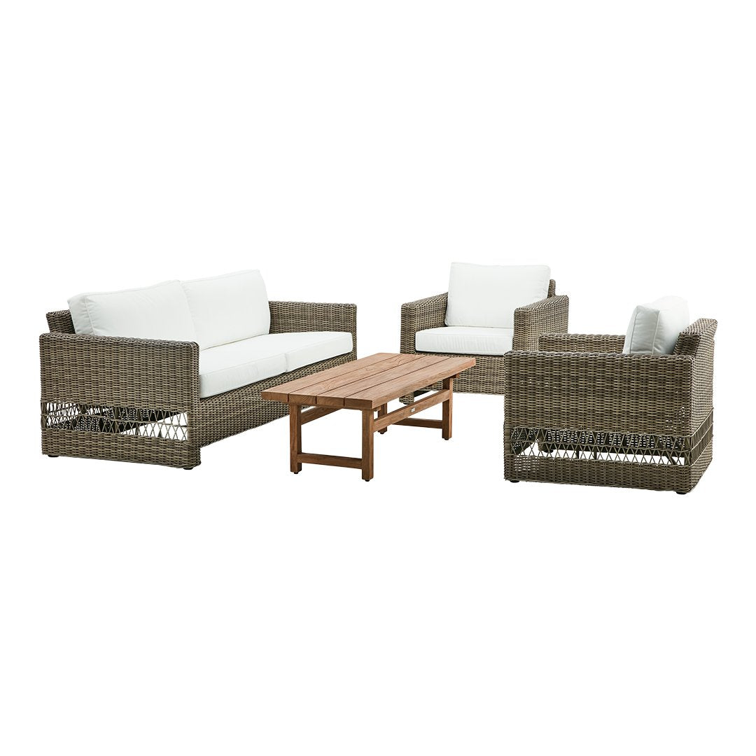 Carrie Outdoor 3-Seater Patio Sofa Set - Waterproof Wicker Furniture for Garden, Backyard, Poolside & Deck - Comfortable Cushioned All-Weather Lounge Seating