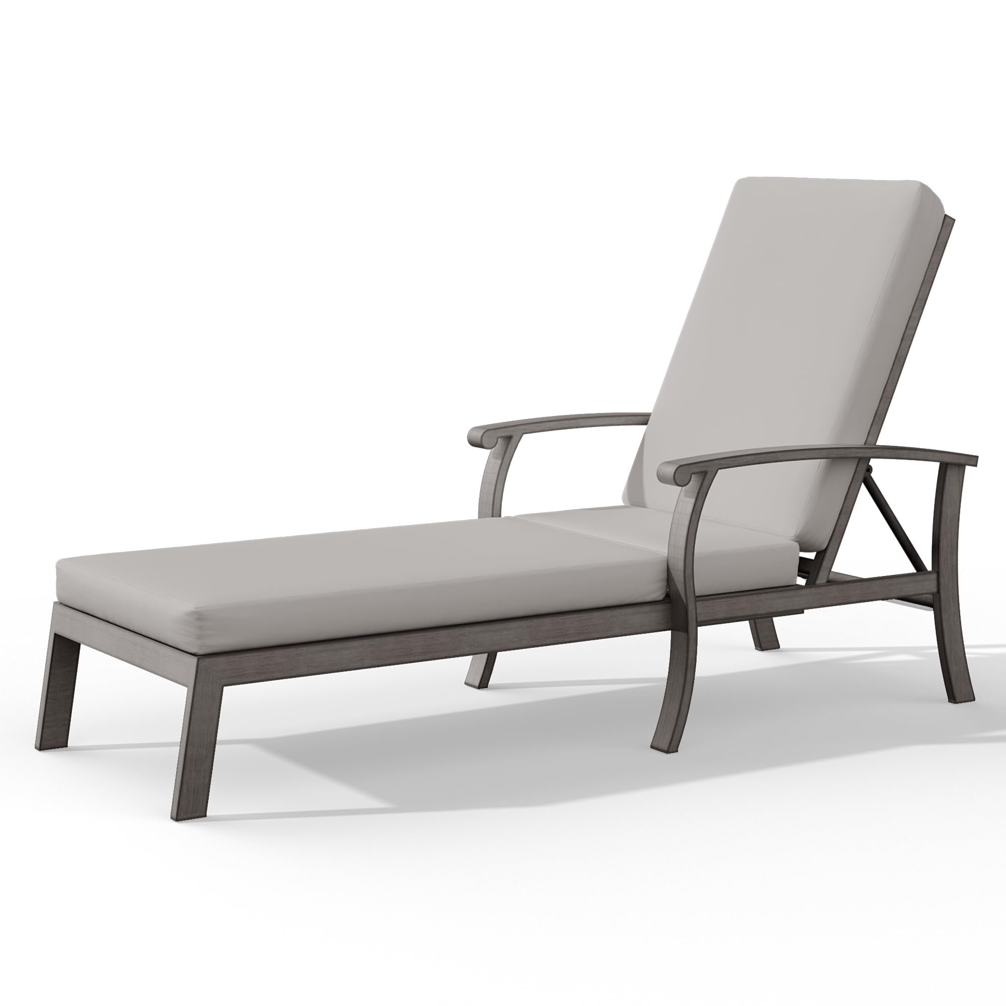 Adjustable Aluminum Patio Chaise Lounge Chair with Greige Cushion - All-Weather Outdoor Recliner for Deck, Beach, Poolside & Backyard Relaxation | Perfect for Sunbathing, Lounging & Outdoor Entertaining