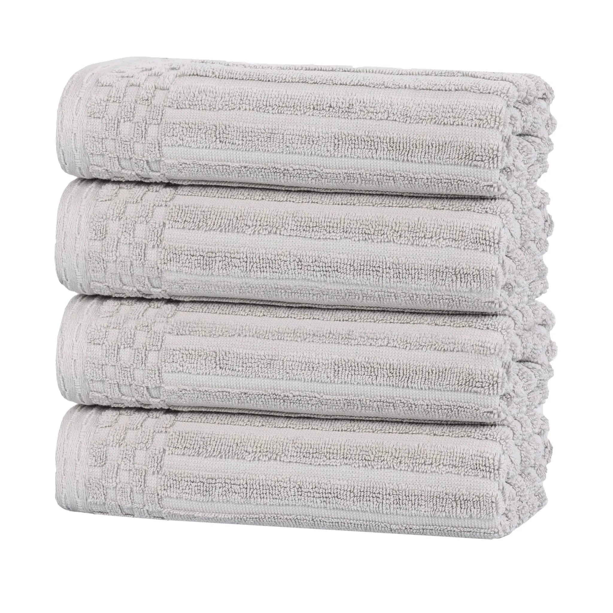Premium Soho Ribbed Cotton Hand Towel Set - 4-Piece Ultra Absorbent Bath Towels for Kitchen, Bathroom & Gym - Soft & Quick-Drying