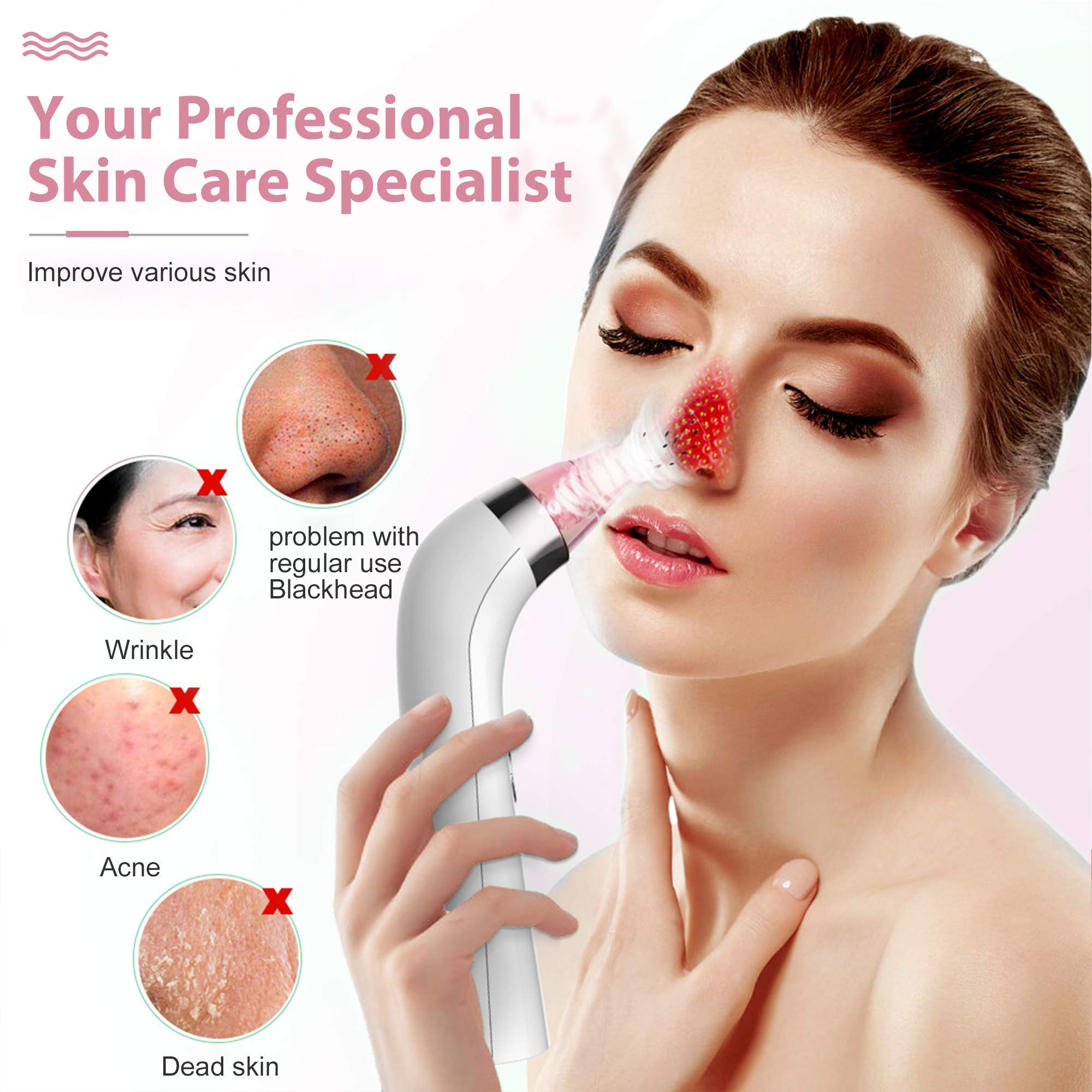 Electric Blackhead Remover - 5 Suction Power Pore Vacuum Cleaner for Face & Nose Care