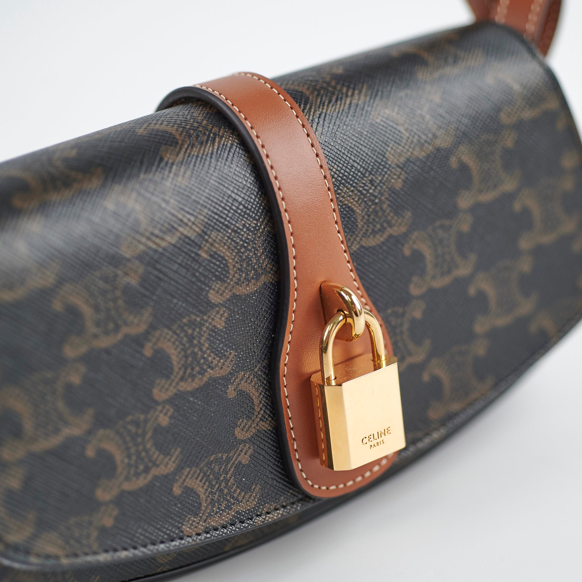 Celine Leather Clutch Bag with Strap - Tan Crossbody Purse for Women | Perfect for Evening Parties, Travel & Everyday Use