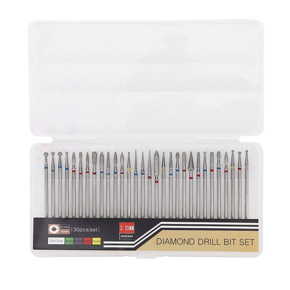 Professional 30Pcs Nail Art Drill Kit with Diamond Grinding Heads - Electric Nail Drill Machine Accessories for Manicure & Pedicure - Perfect for Salon, Home Use & DIY Nail Care